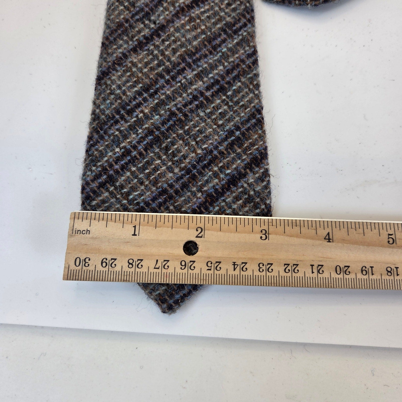 Vintage Harrods Michelson's Pure Shetland Wool Plaid Tweed Tie Britain