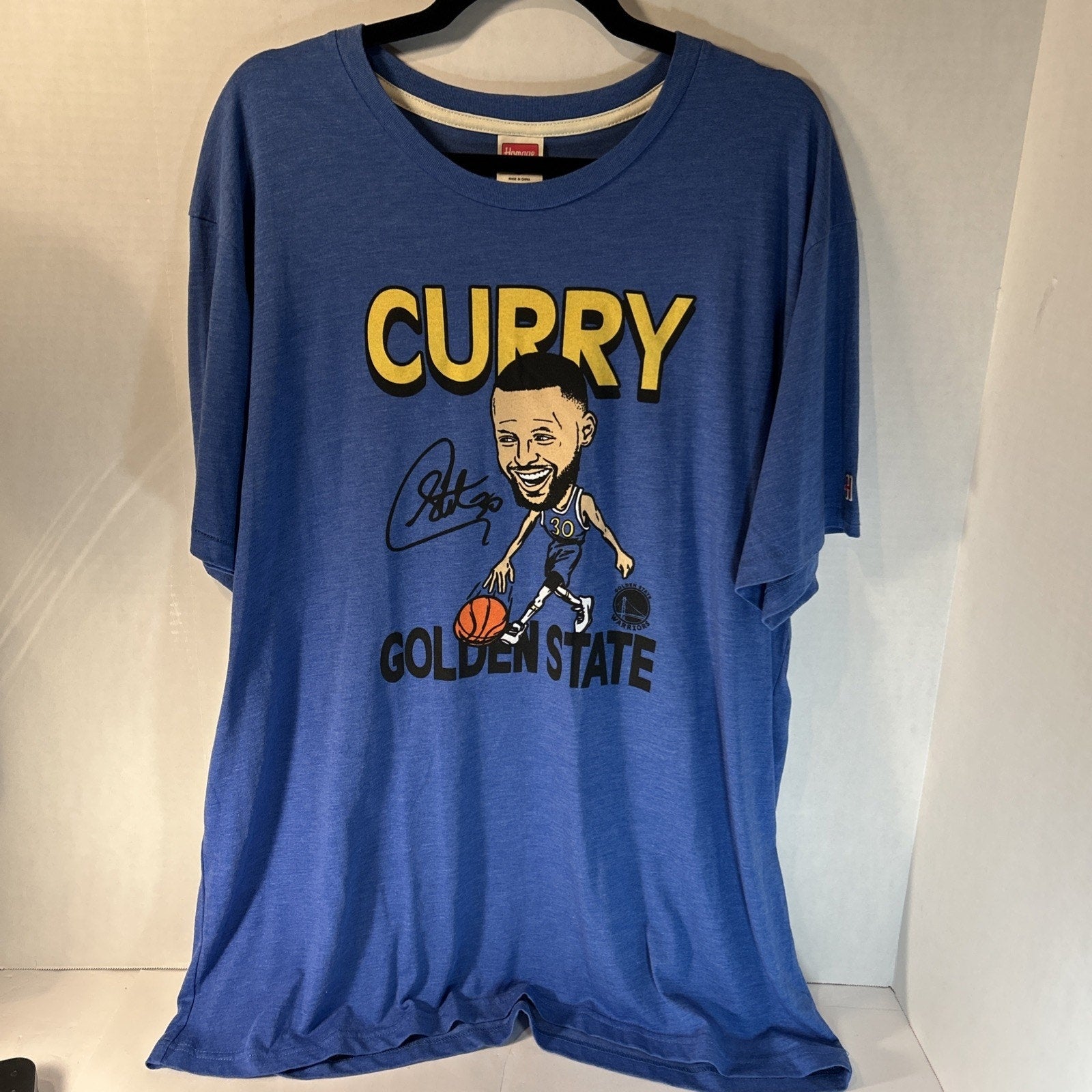 Steph Curry Golden State Warriors Homage Big Head T Shirt Blue 2XL NBA NWT
