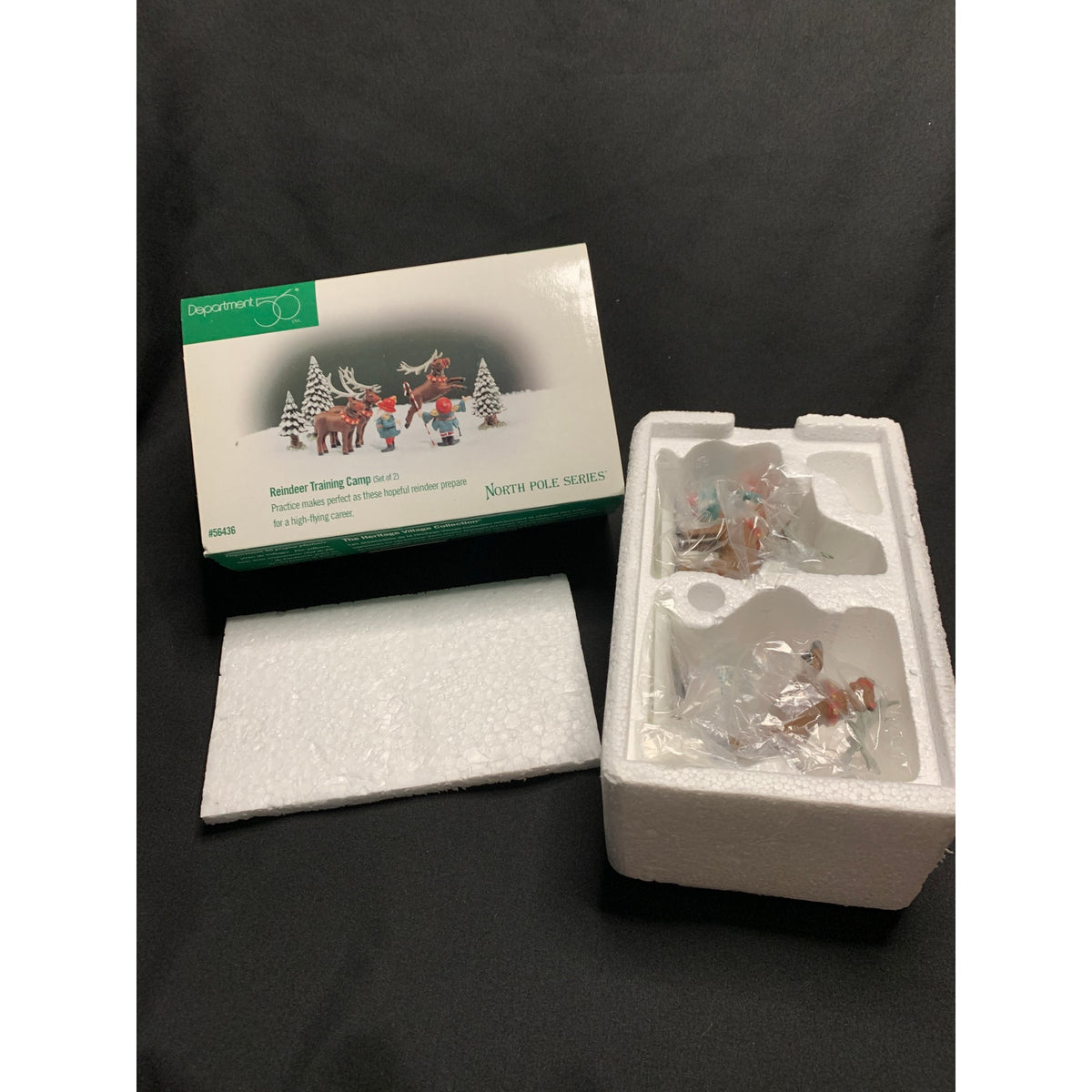 Dept 56 Reindeer Training Camp 56436 North Pole Series Set of 2 Retired 1998