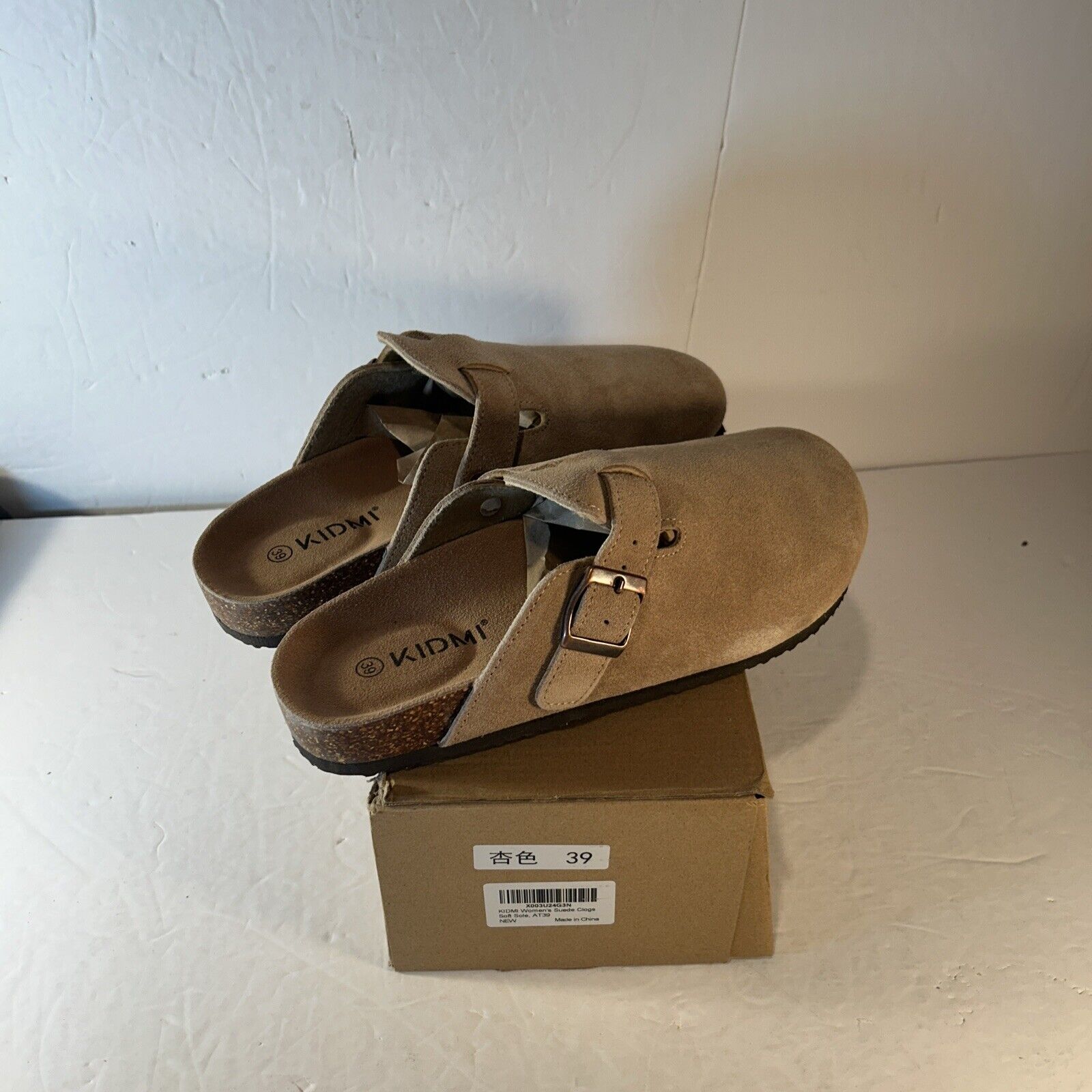 Kidmi Suede Sandal Clogs Taupe Women’s Size 8 Slip-On Buckle