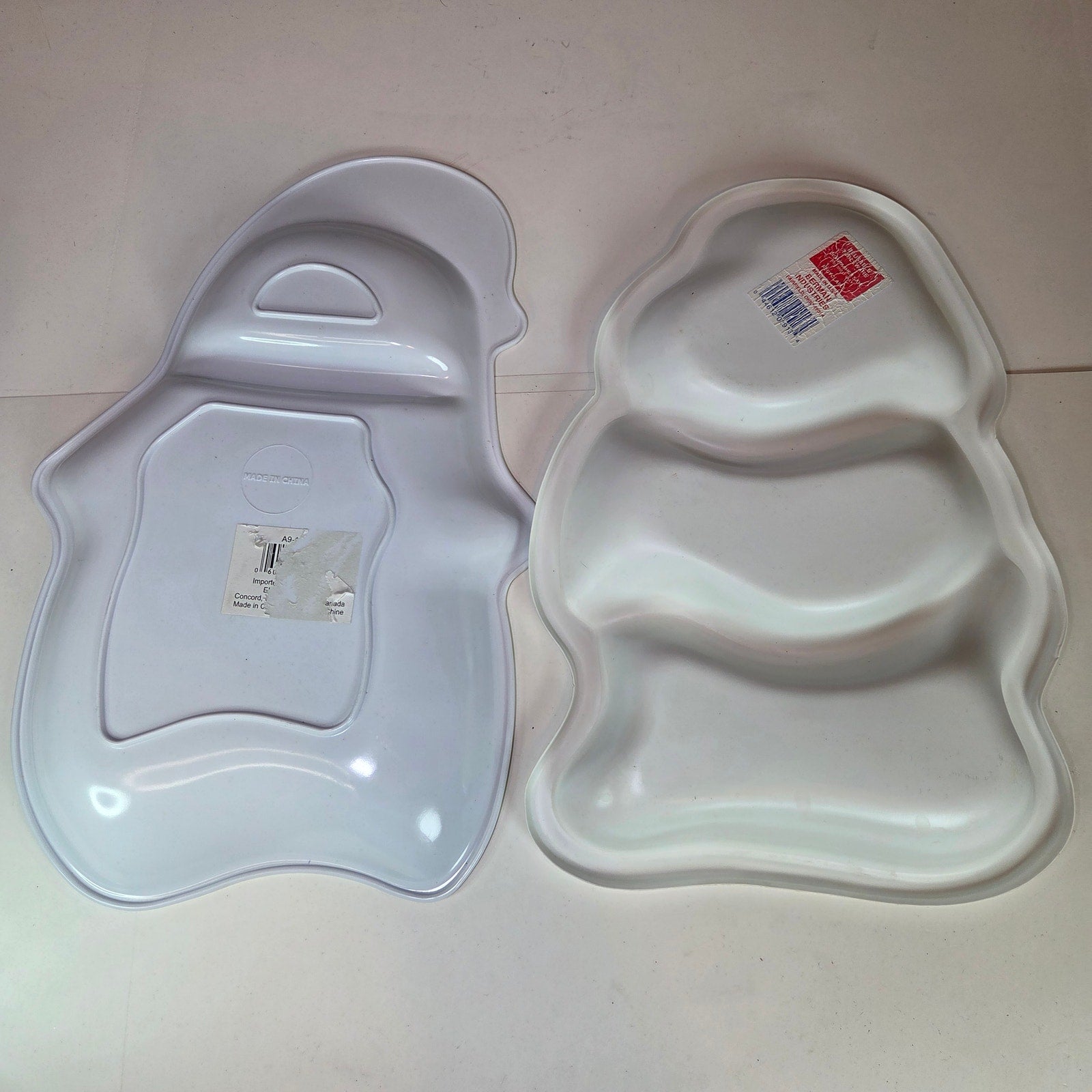 Lot of 2 Christmas Cookie Trays – Santa & Reindeer Shaped Plastic Serving Plates