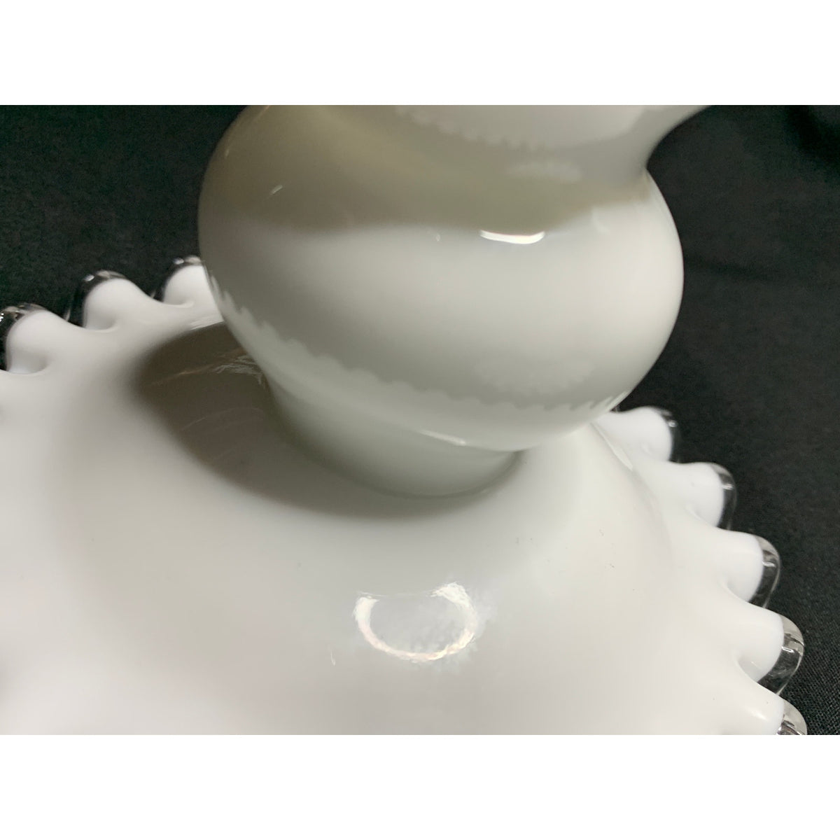 Vintage Fenton Silver Crest Milk Glass Candle Holders Clear Edge Pair