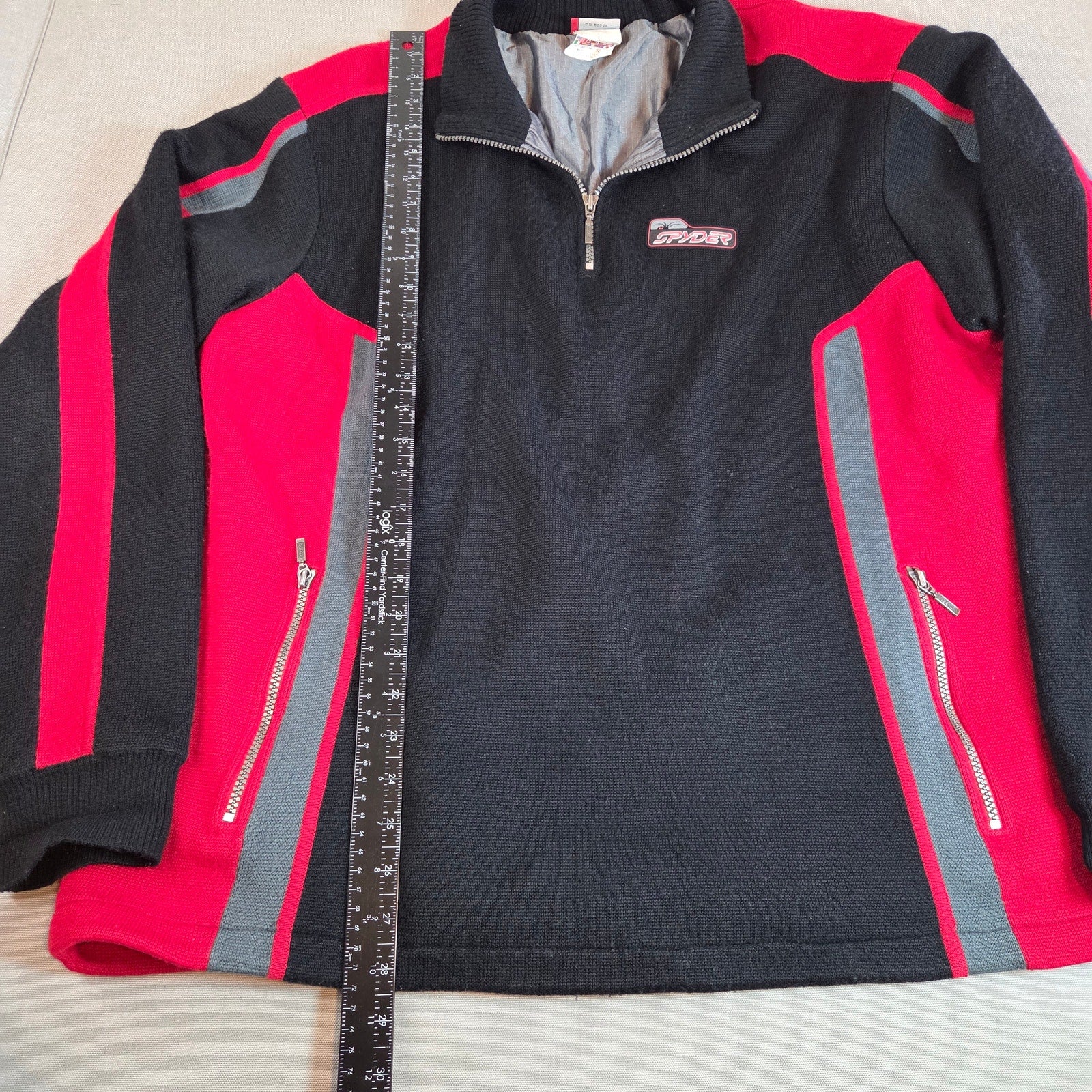 Vintage Spyder Men’s XL 1/4 Zip Wool Blend Sweater Jacket Made Hong Kong
