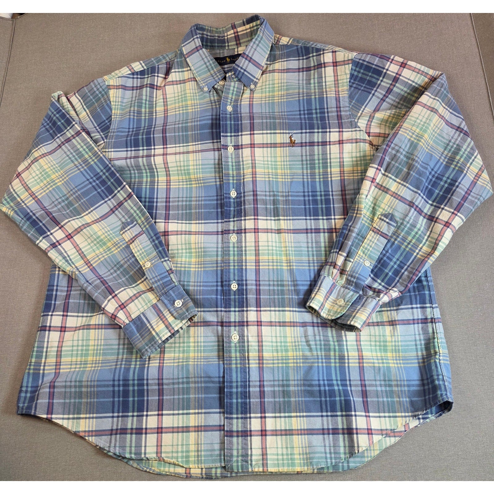 Ralph Lauren Plaid Button Down Shirt XL Cotton Classic Fit Pony Logo