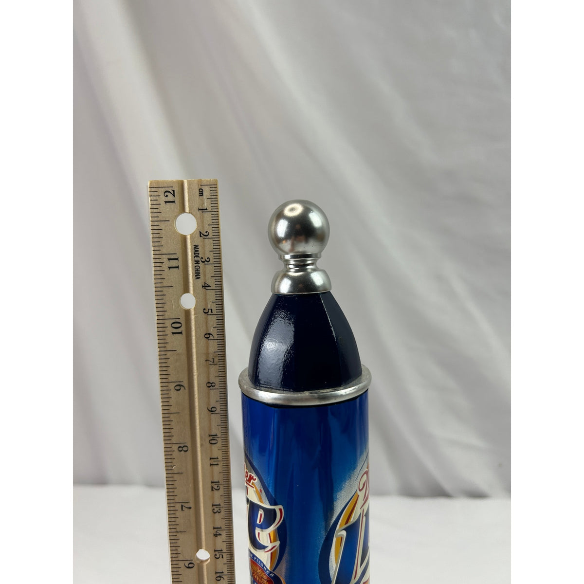 Vintage Miller Lite Beer Tap Handle Blue Can Chrome 12 Inch Breweriana