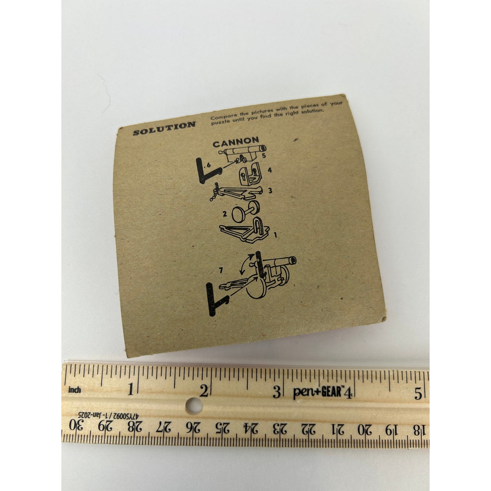 Vintage 1950s Puzzler Cannon Toy Puzzle by Jak Pak on Original 10¢ Card