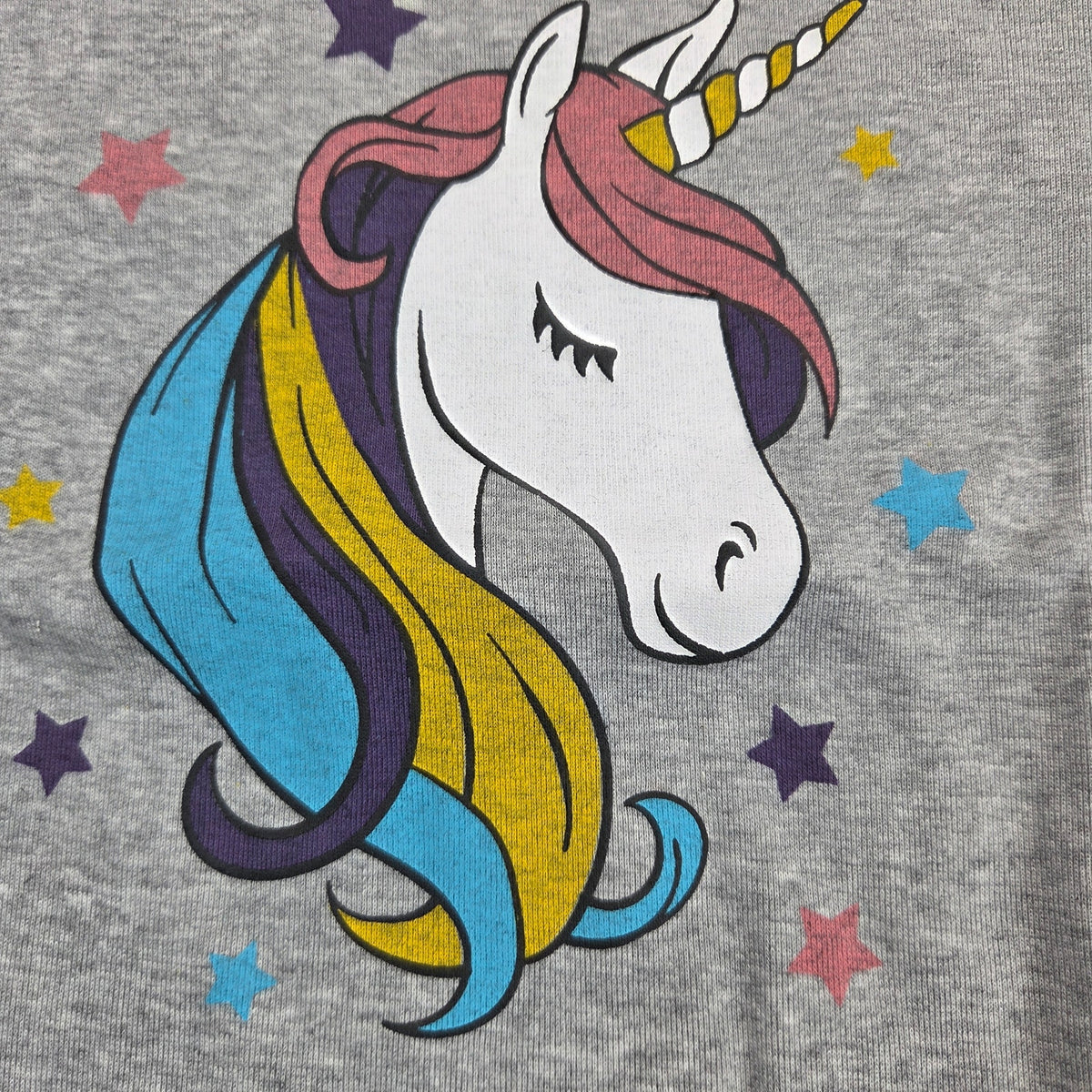 Bebebear Girls Size 10 Unicorn Pajama Set Gray Pink Cotton Snug Fit 2 Piece