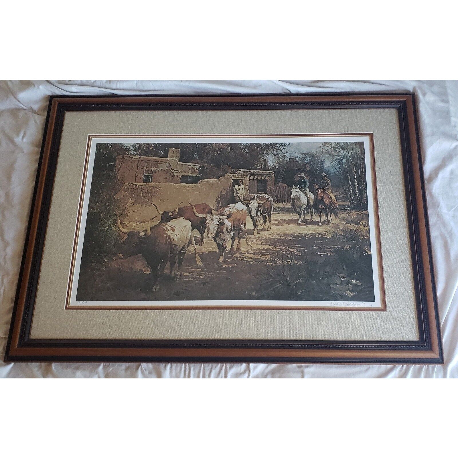 Melvin Warren Remnants of the Herd LE Print 170/500 Framed 30x42 Signed Art