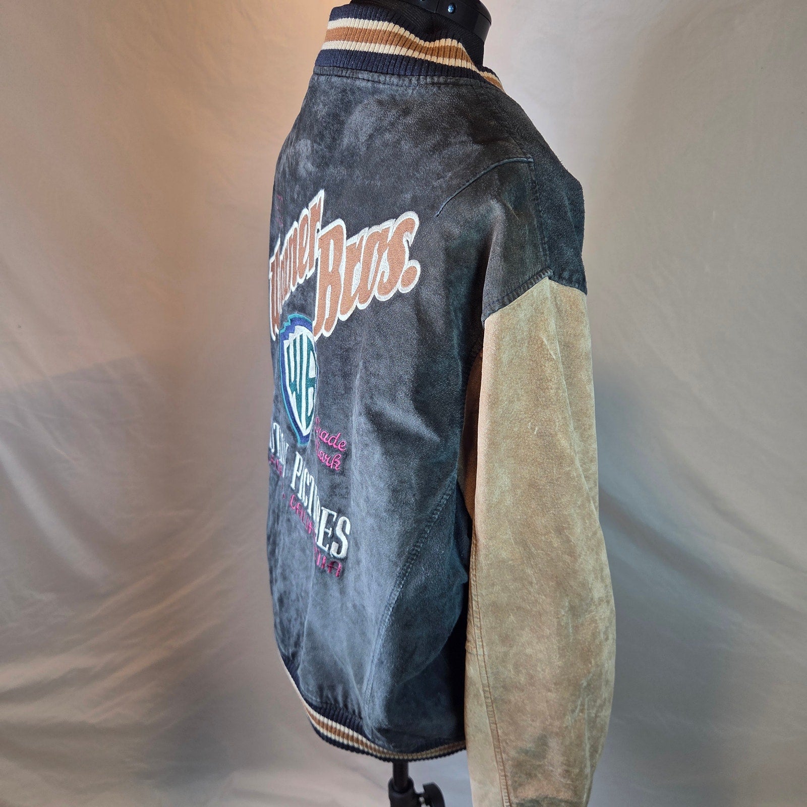 Warner Bros Studio Store Leather Varsity Jacket Large WB Burbank Korea