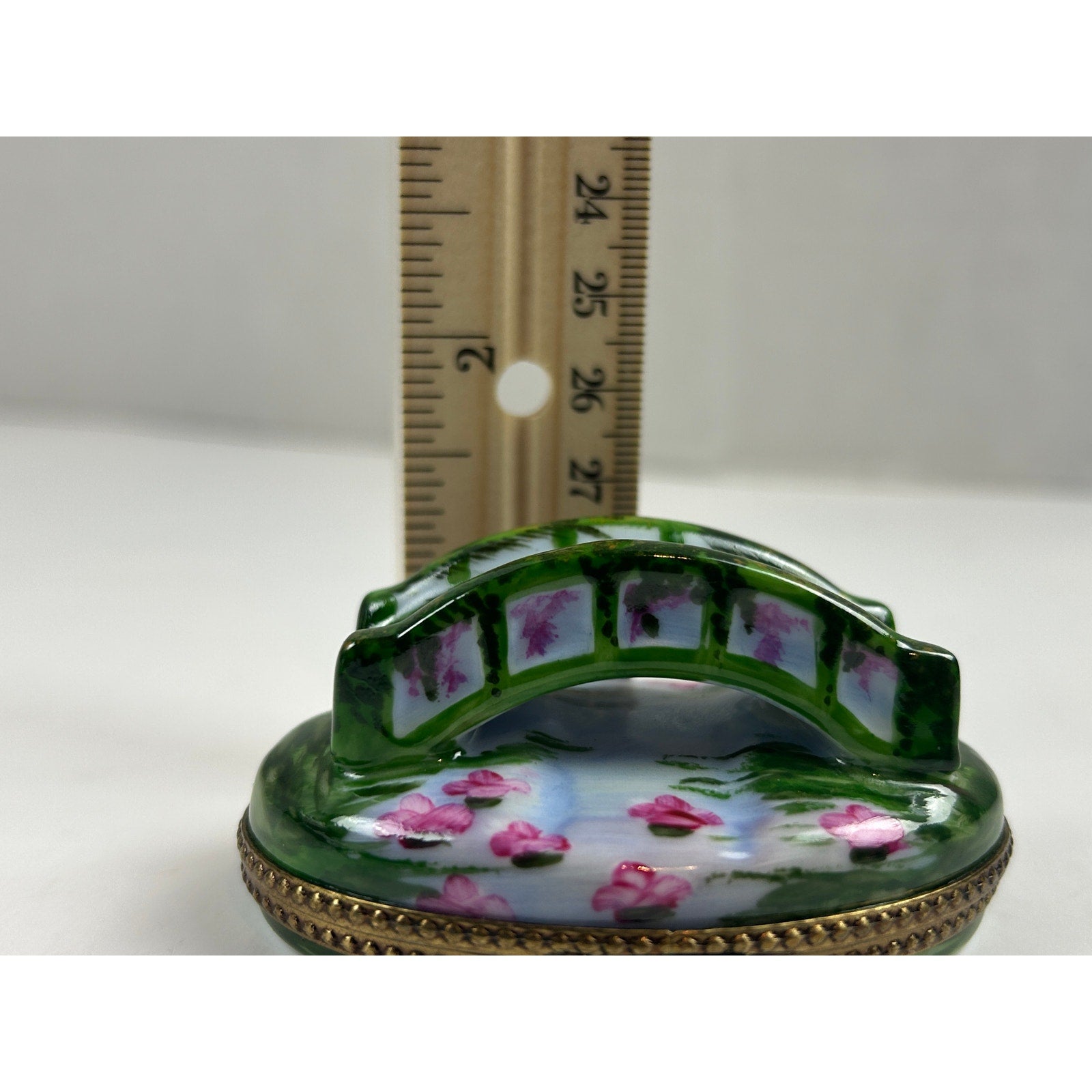 Limoges France Hand Painted Bridge Trinket Box Peint Main