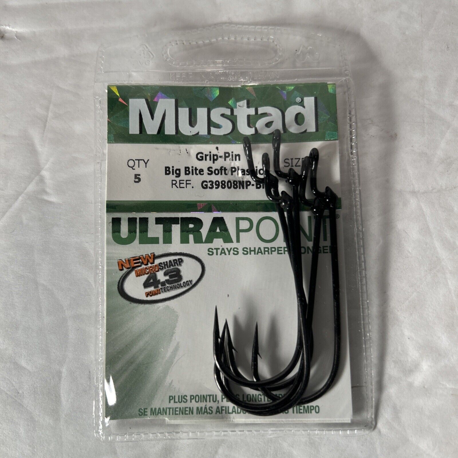 5 Mustad Grip-Pin Big Bite Soft Plastics G39808NP-BN Size 5/0