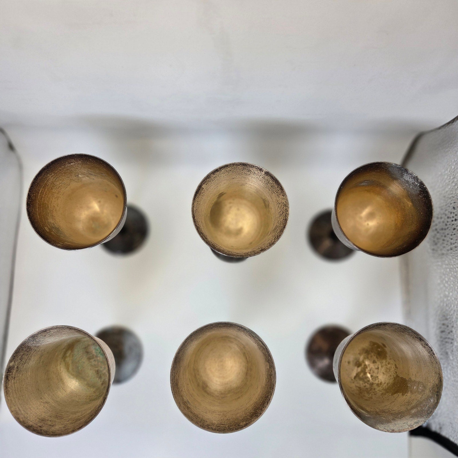 Salem Silverplate Portugal Goblets Set of 6 Vintage Chalice Cups Heavy Patina