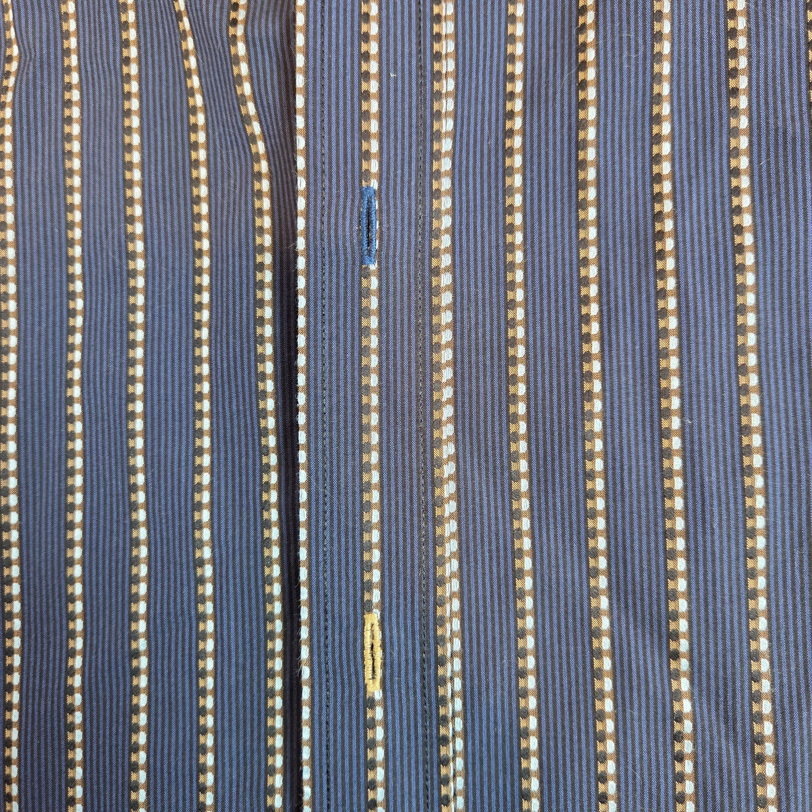 Bugatchi Uomo XL Stripe Button Down Shirt Blue Contrast Cuff Cotton Dress