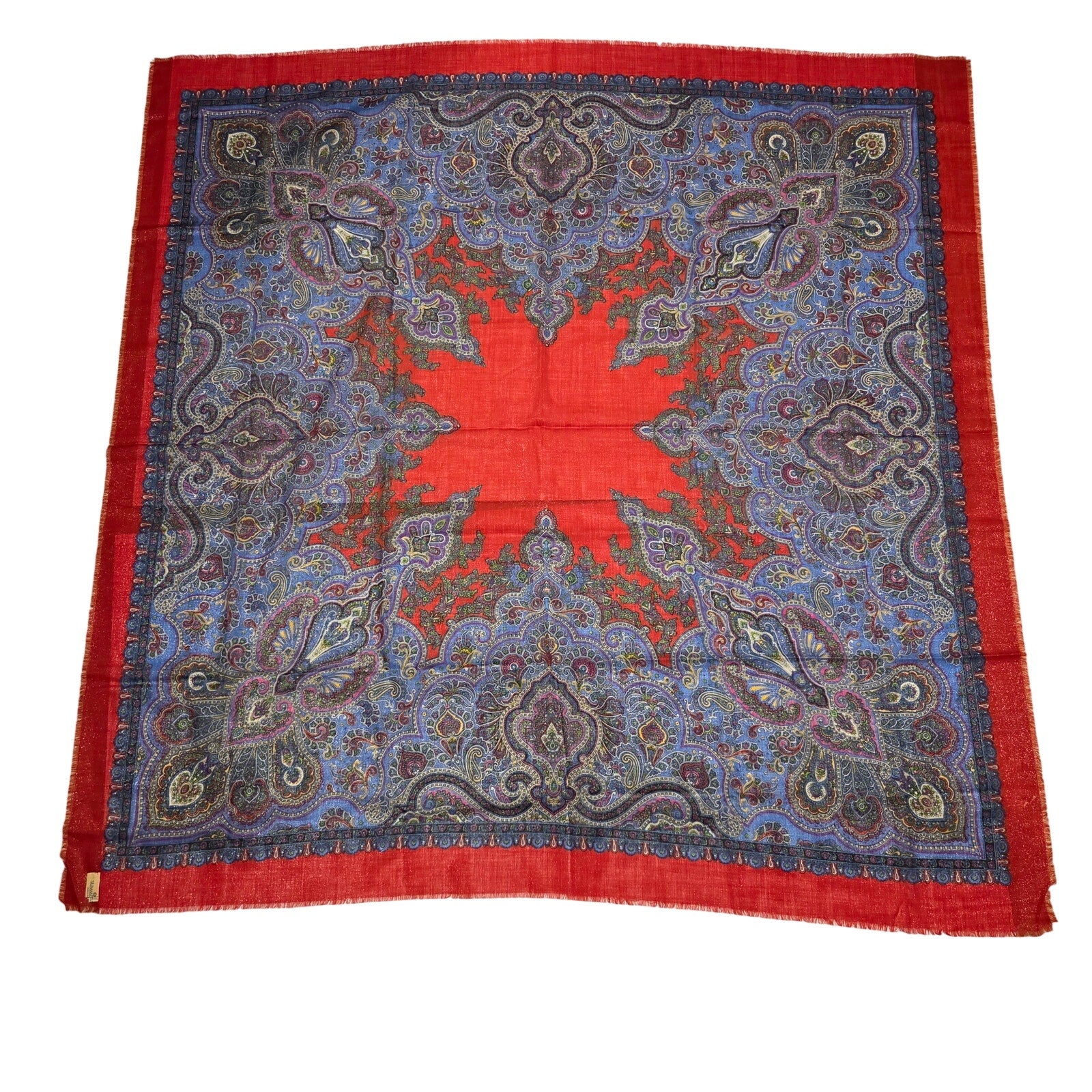 Summit Hill Italy 85% Wool Paisley Square Shawl Wrap Scarf 53x53 Oversized