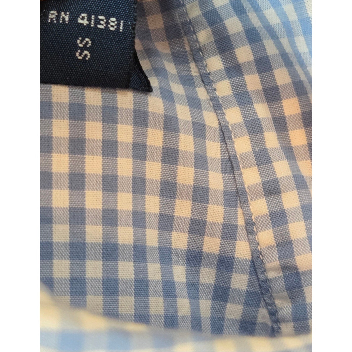 Ralph Lauren Blake Blue Check Short Sleeve Button Down Shirt L Cotton