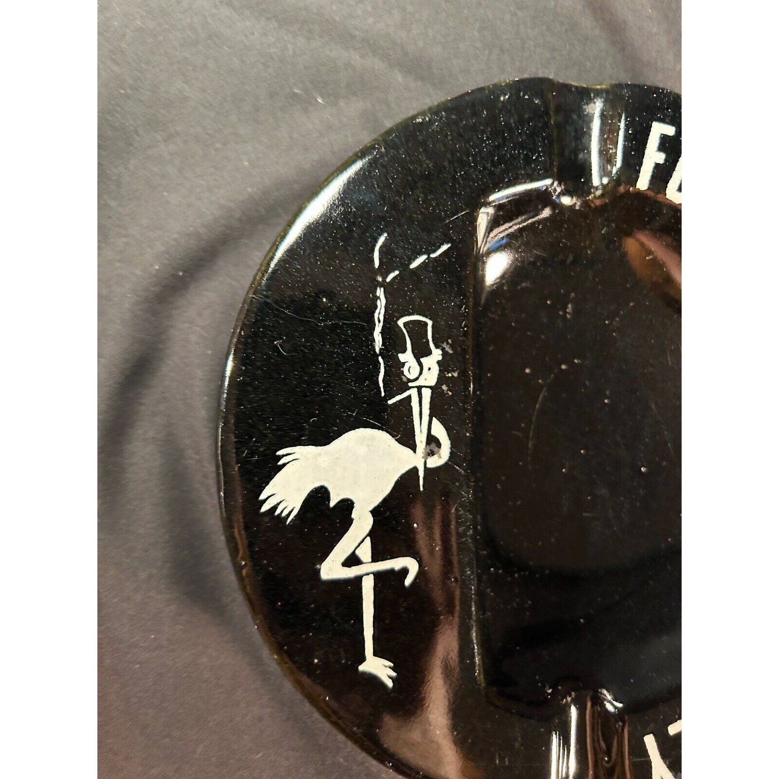 Stork Club Fatima Ashes Only Black Ceramic Ashtray Vintage NYC Nightclub Rare