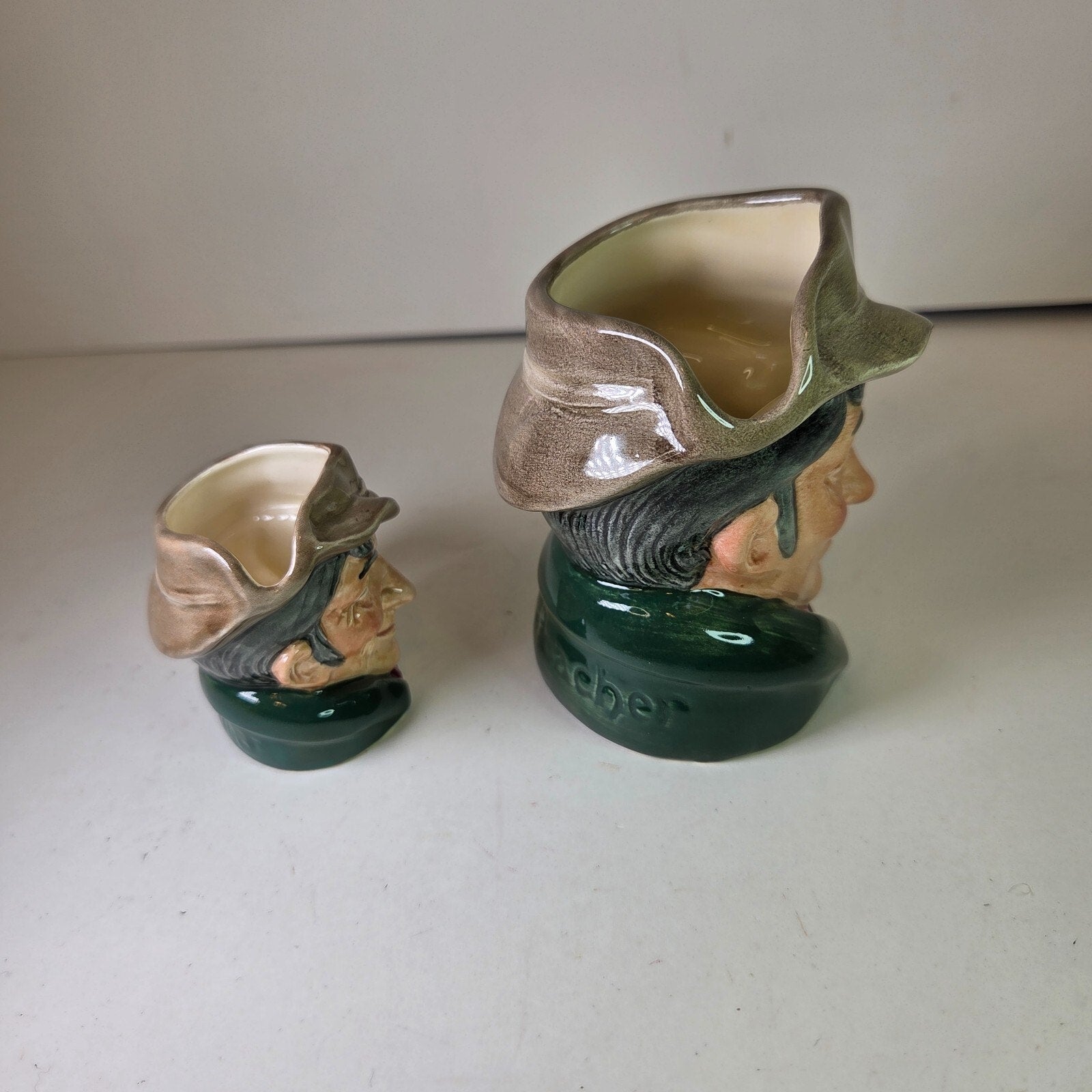 Royal Doulton The Poacher Toby Mugs Pair 1954 Mini & Small Sizes 2.5in 4in