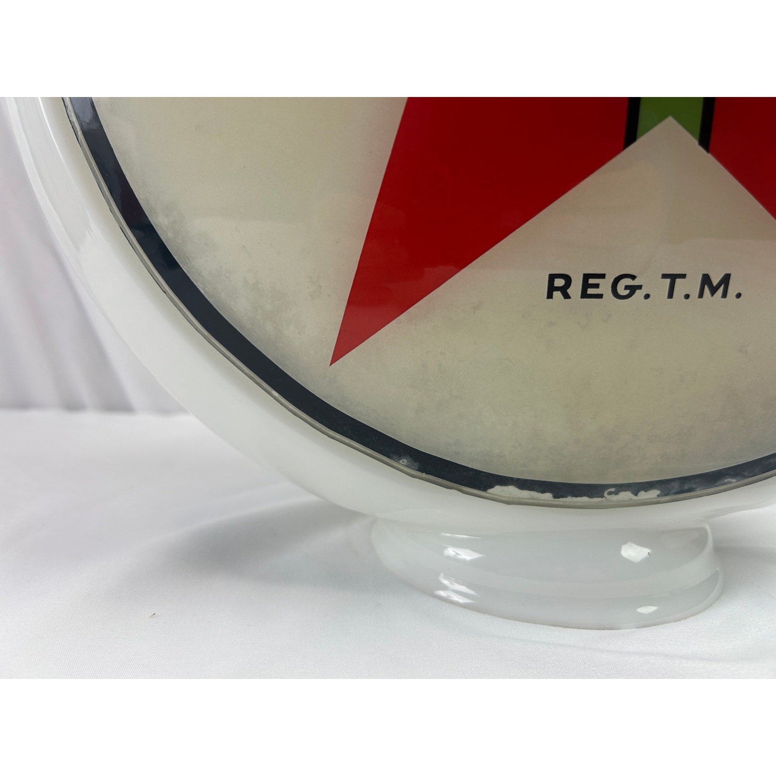 Vintage Texaco Gas Pump Globe Milk Glass Red Star Green T Service Station Sign