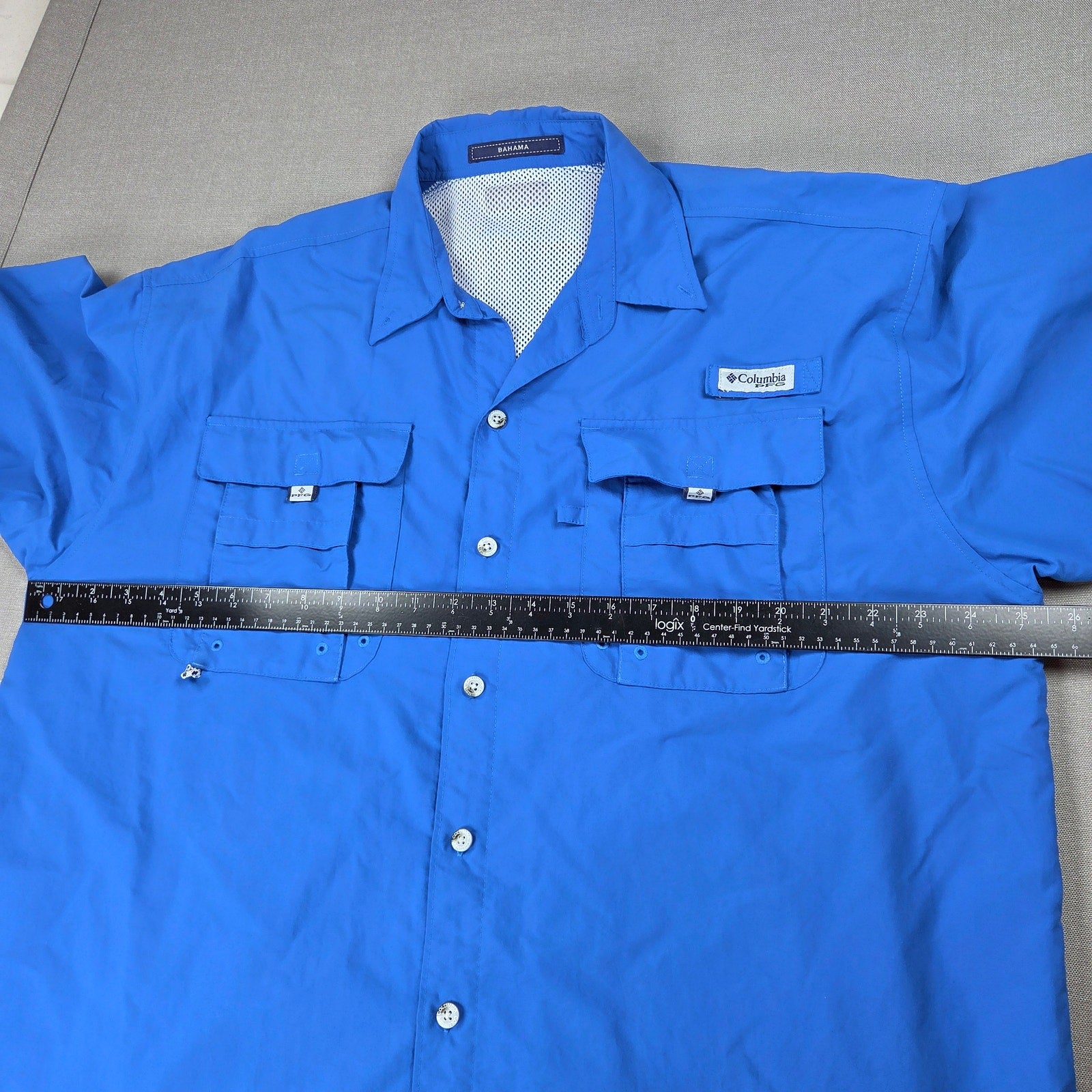 Columbia PFG Bahama II FM7047 Fishing Shirt Blue Omni Shade Vented XL