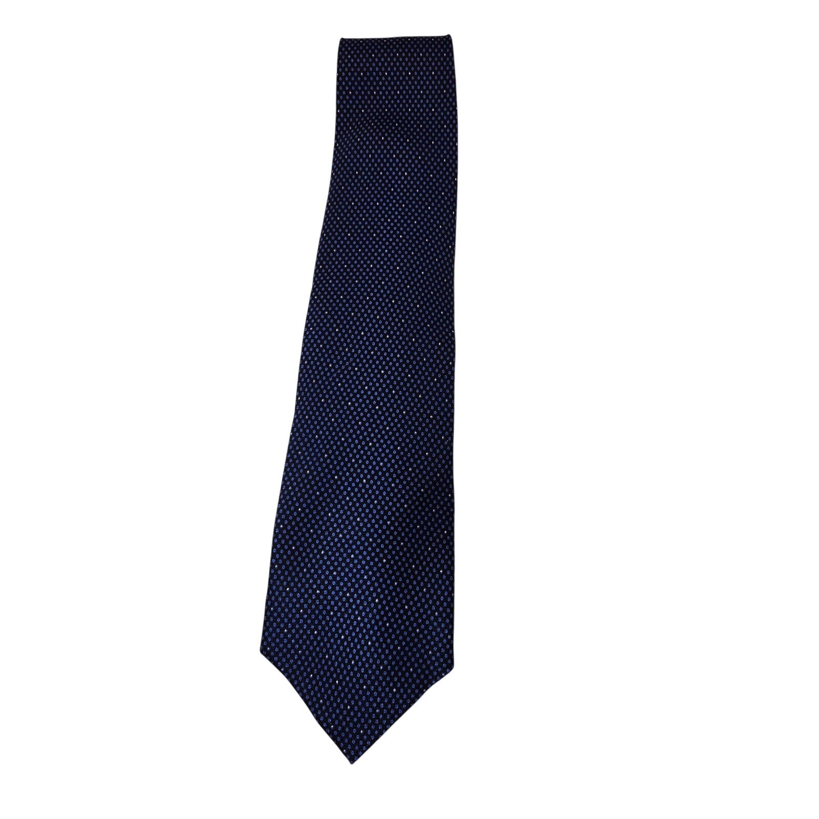 Kenneth Cole New York Silk Tie Blue Black Dot 4” Classic 58" Made in Korea