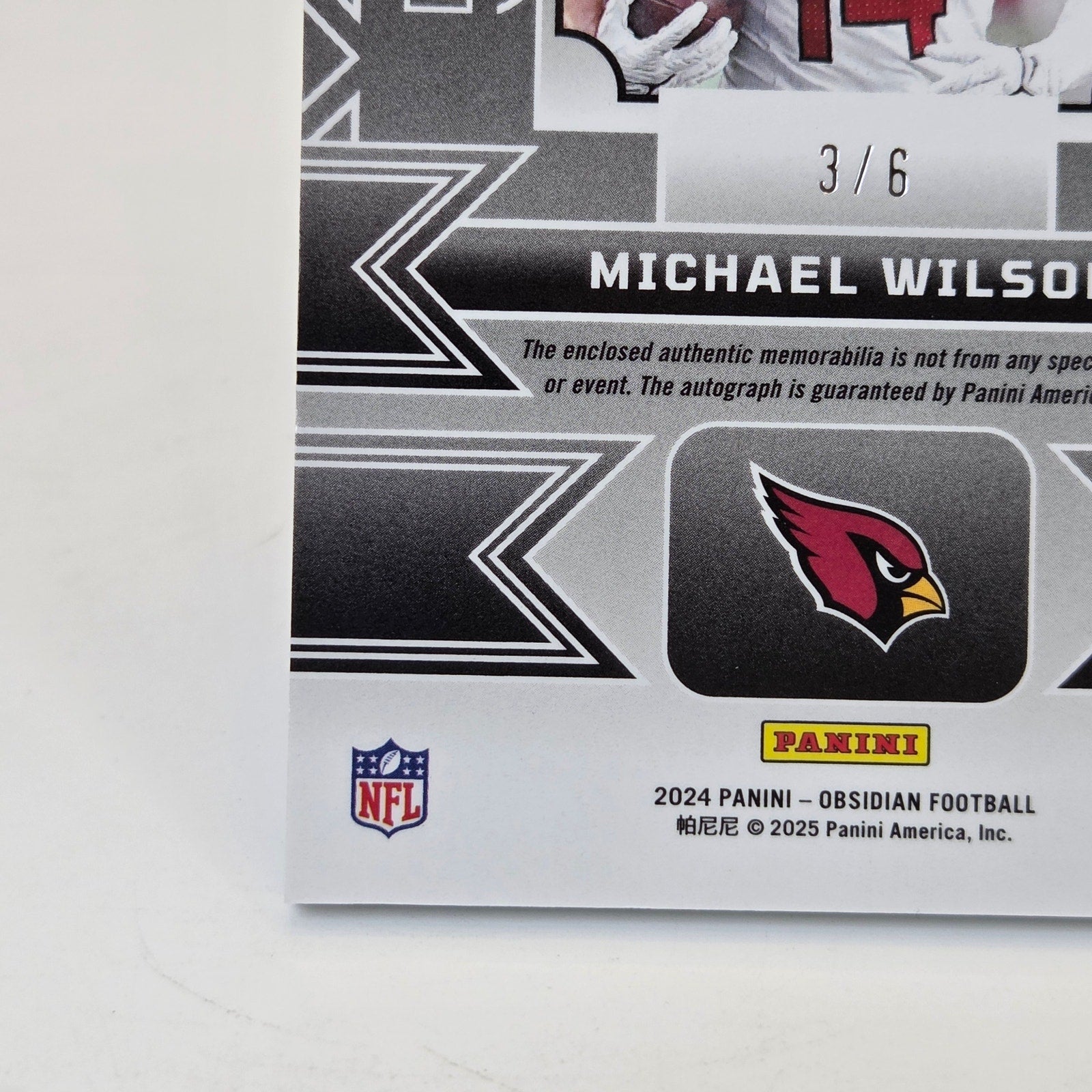 2024 Panini Obsidian Michael Wilson Nike Swoosh Patch Auto /6 Cardinals