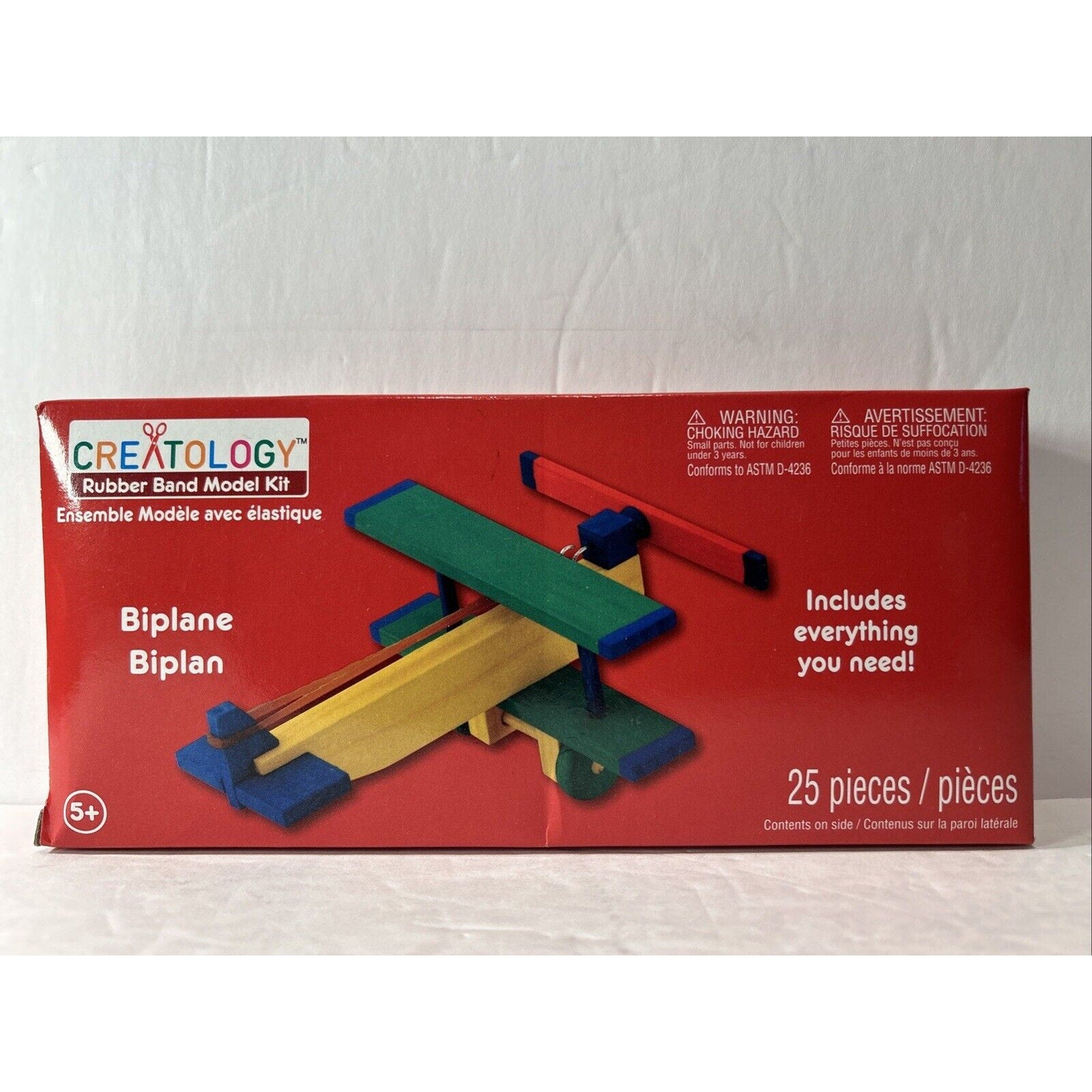 Creatology Rubber Band Model Kit Biplane 25 pieces