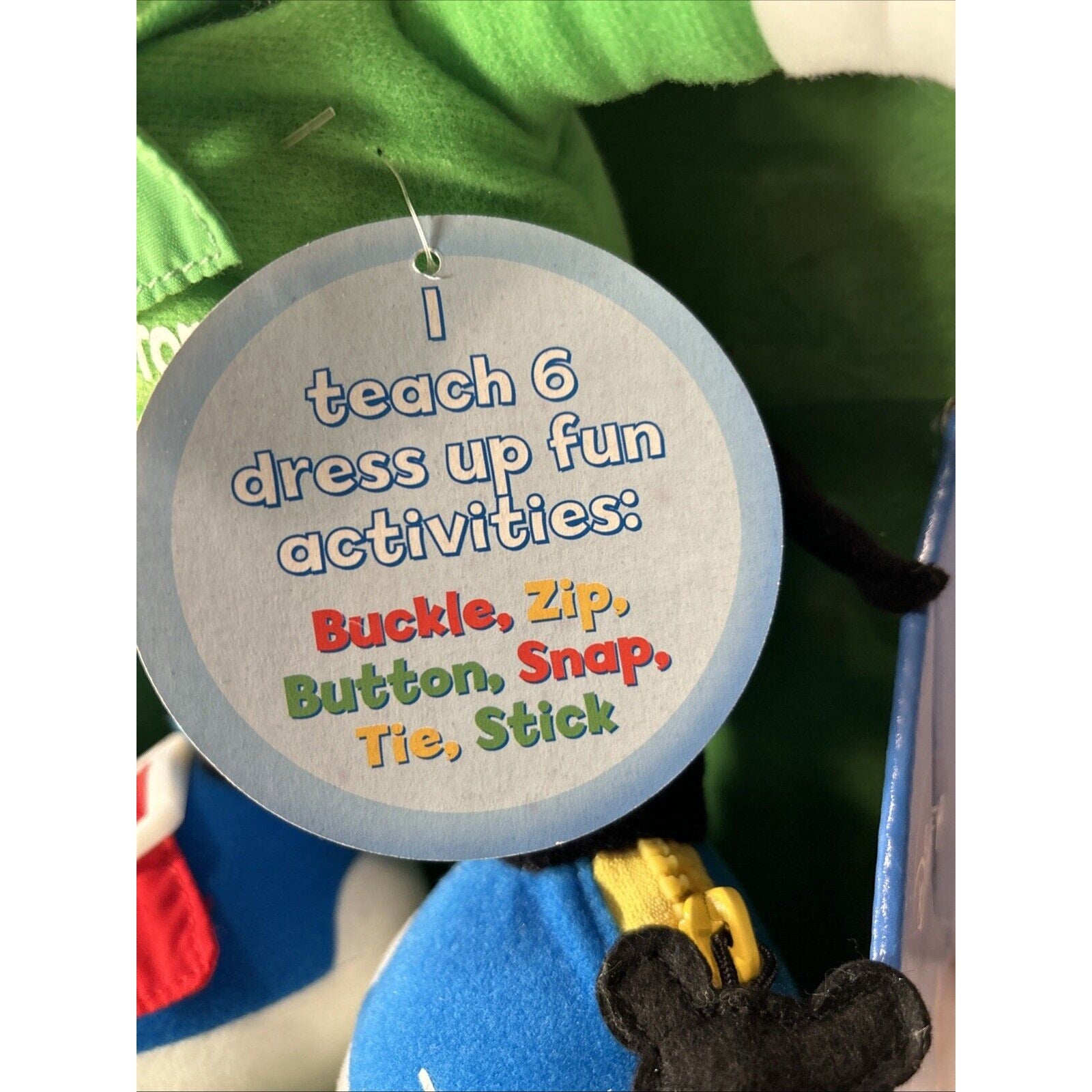 Walt Disney Dress Up Fun Mickey Mouse- Buckle, Zip, Button, Snap, Tie, Stick-NEW