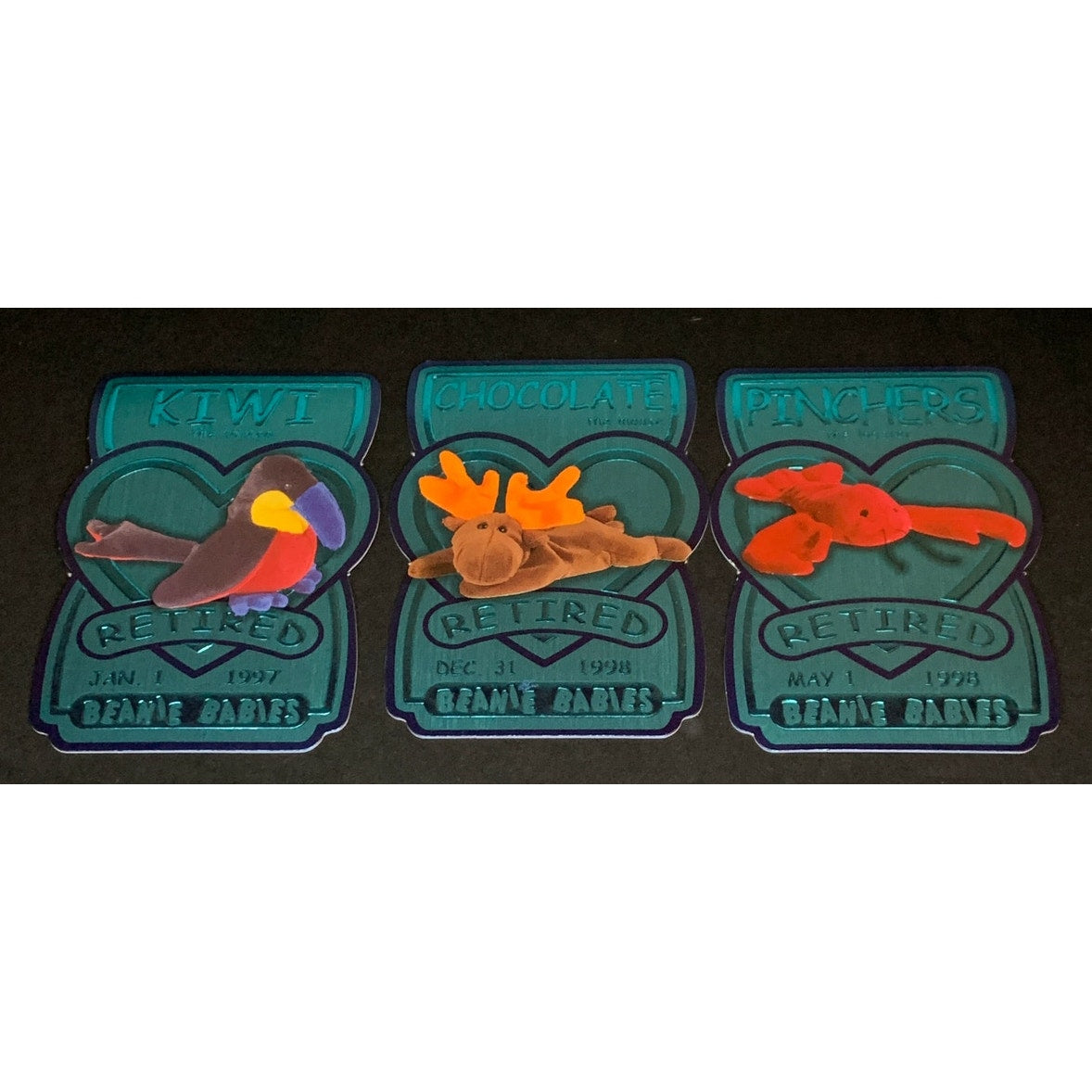 1999 Ty Beanie Babies BBOC Series 3 Retired Teal Cards Lot Of 3