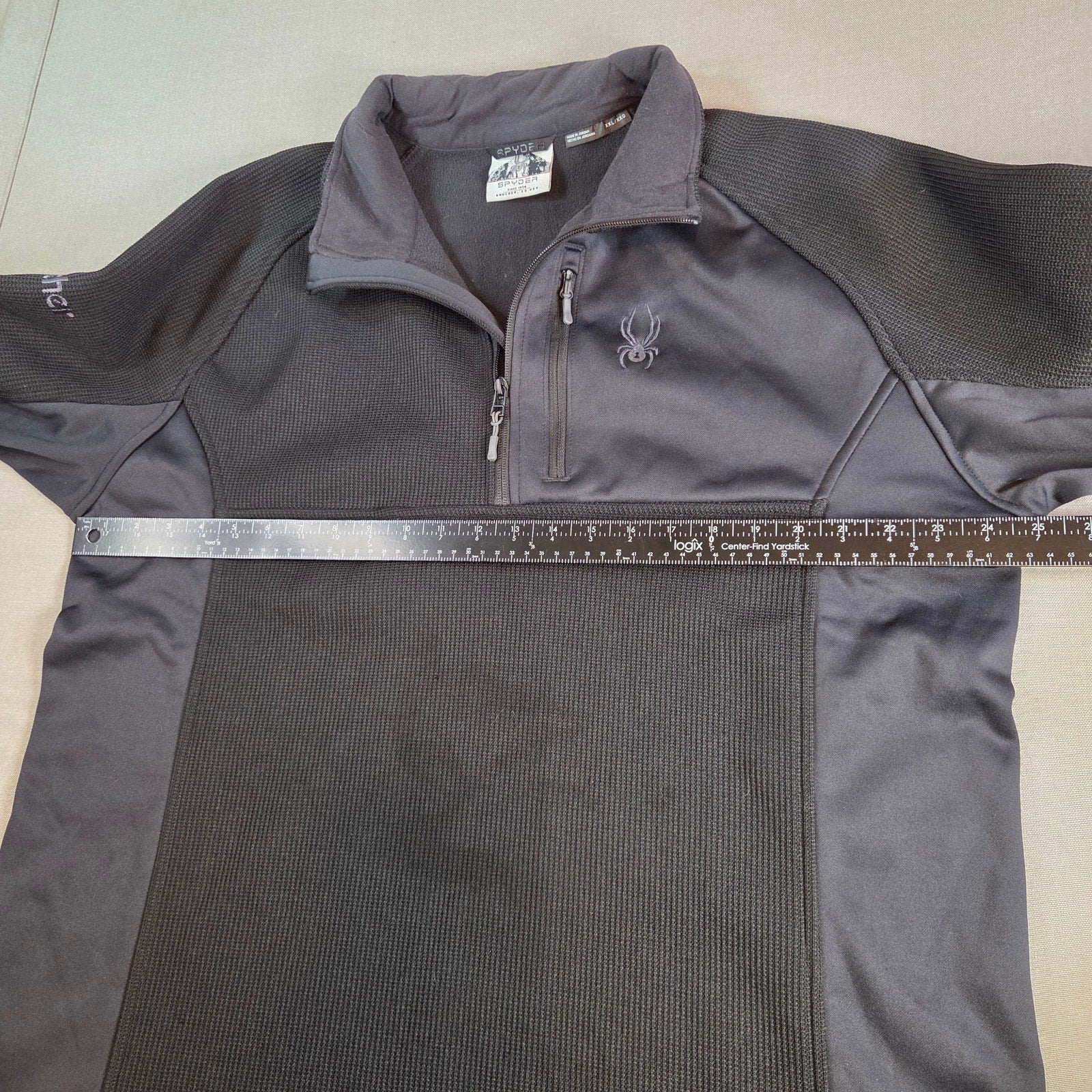 Spyder Men’s XXL Quarter Zip Pullover Black Gray Fleece 229517 Luther Logo