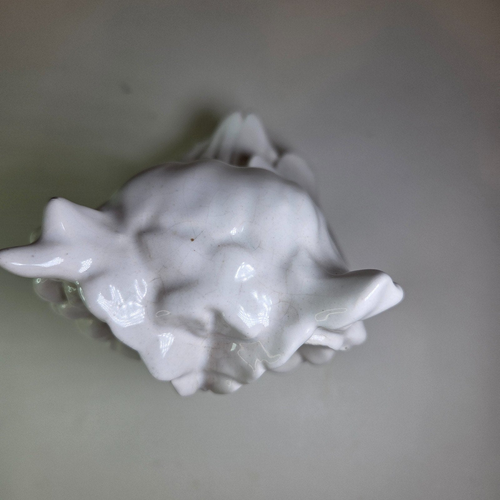 Vintage White Ceramic Owl Figurine Mid-Century Style Big Eyes 5.75" Tall