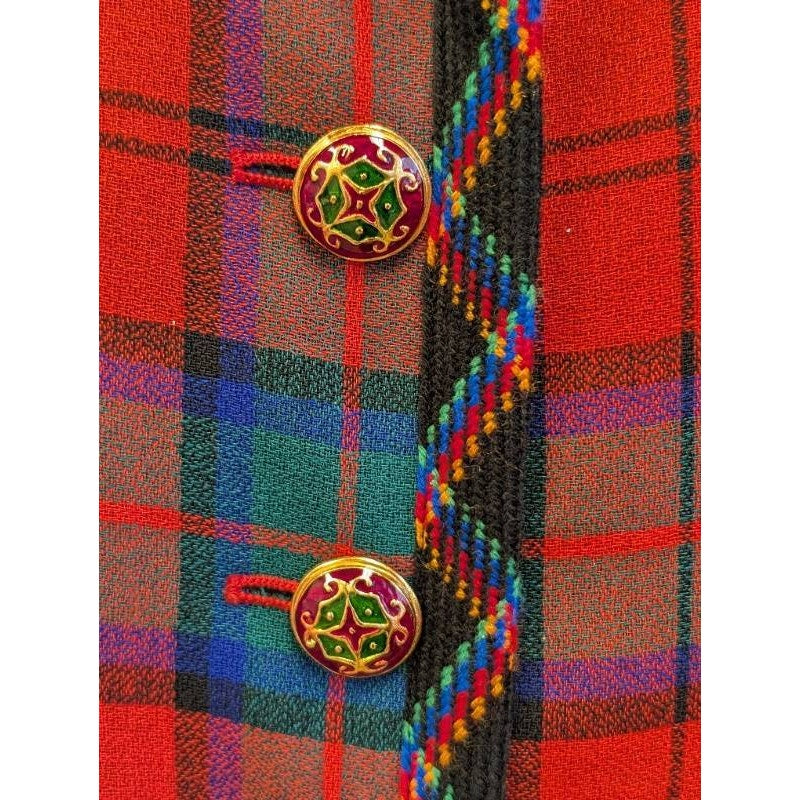 Vintage Yves Saint Laurent Rive Gauche 1994 Tartan Wool Jacket Velvet Trim FR38
