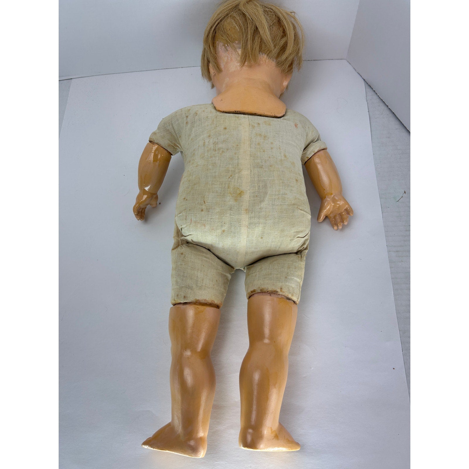 Unmarked 29" Composition Baby Doll c.1915–20s, Sleep Eyes, Human Hair Wig