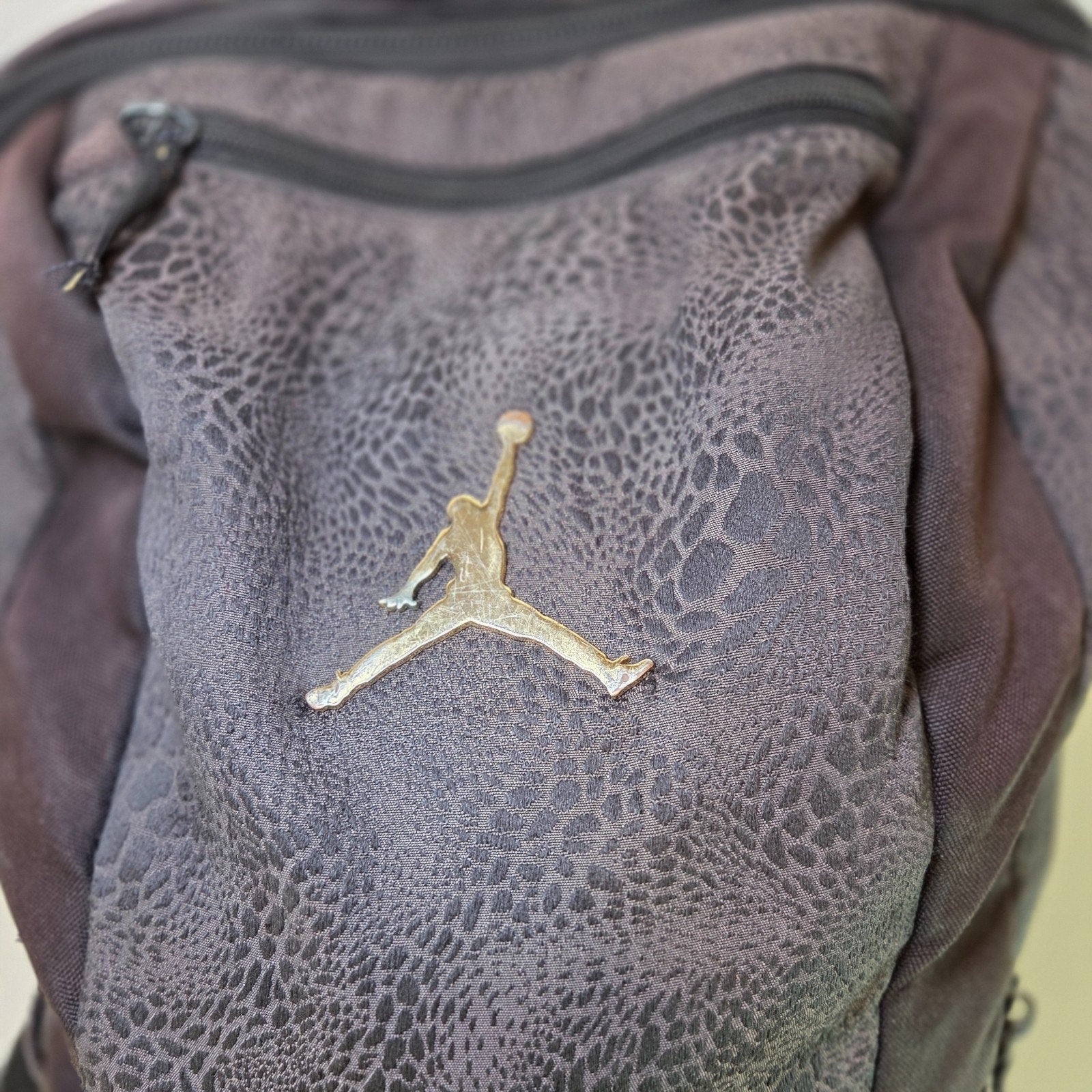 Nike Air Jordan Jumpman Backpack Black Gray, Gold Logo 9A1748-429 Rare