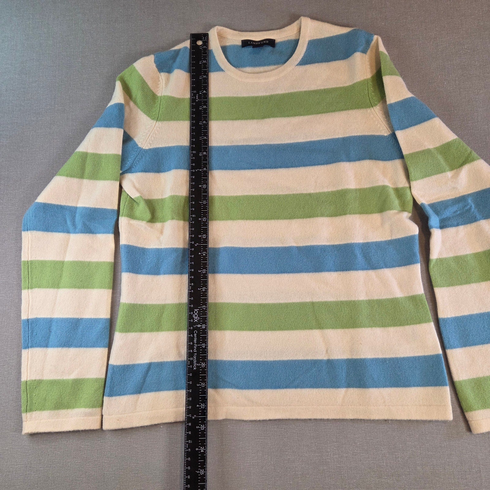 Lands’ End Striped Cashmere Sweater Women’s Small 100% Cashmere Pullover