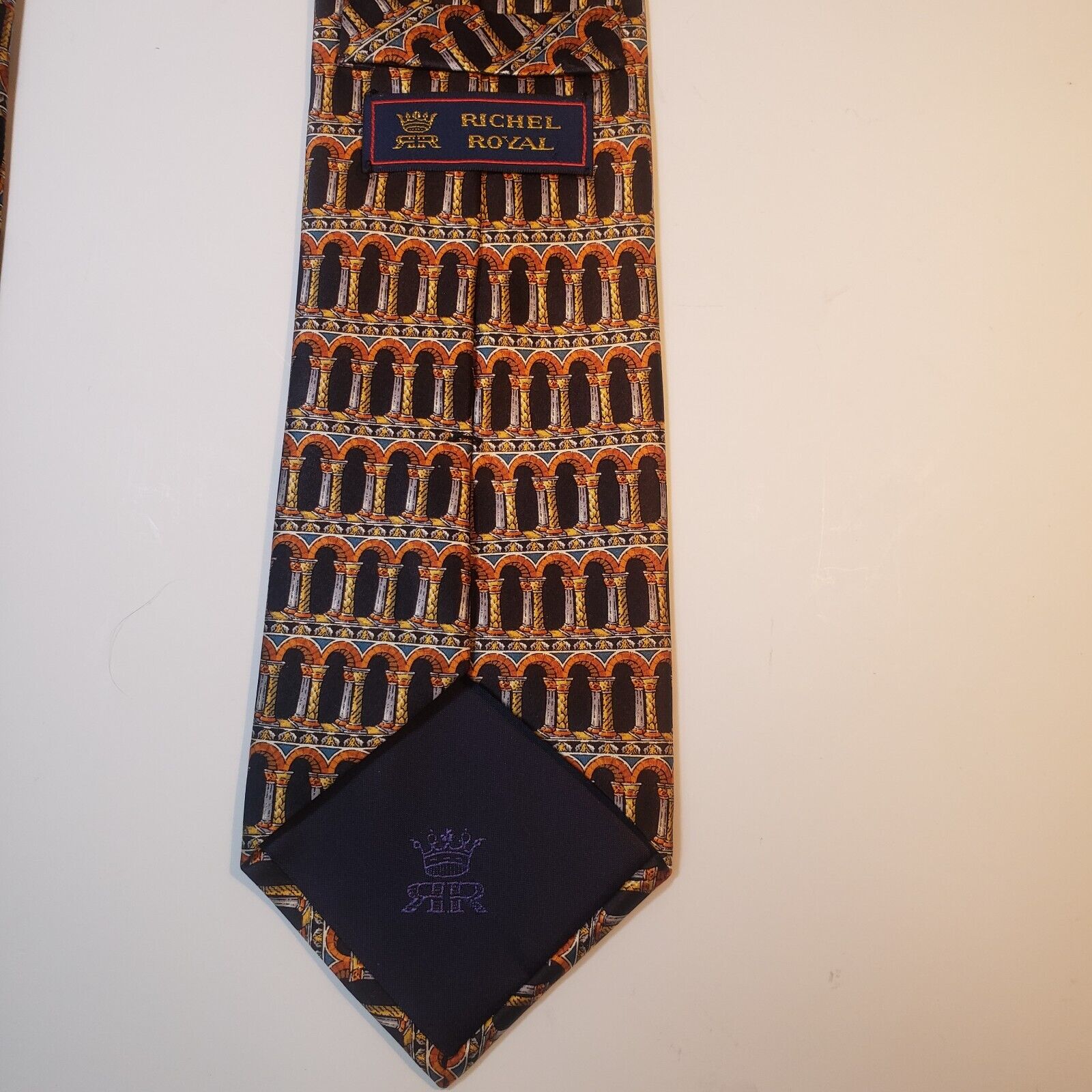 Richel Royal Pillar Pattern Silk Tie Made in Spain