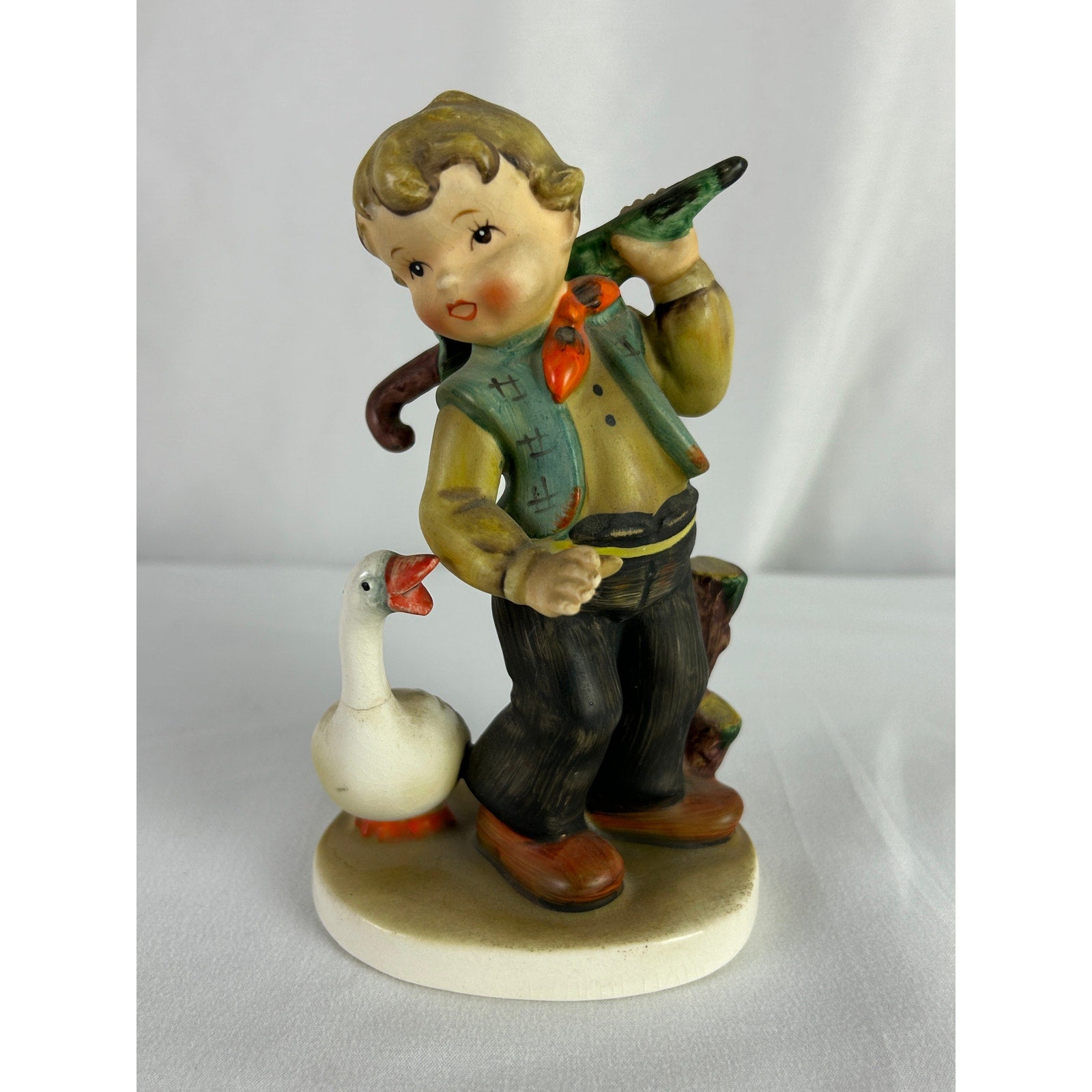 Vintage Enesco Go Home Boy Goose Figurine 1110 Japan Ceramic