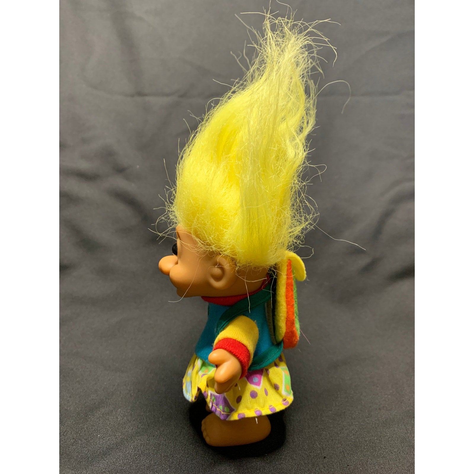 Vintage 1990s Russ School Girl Troll Doll Backpack Yellow Hair 18458 5in