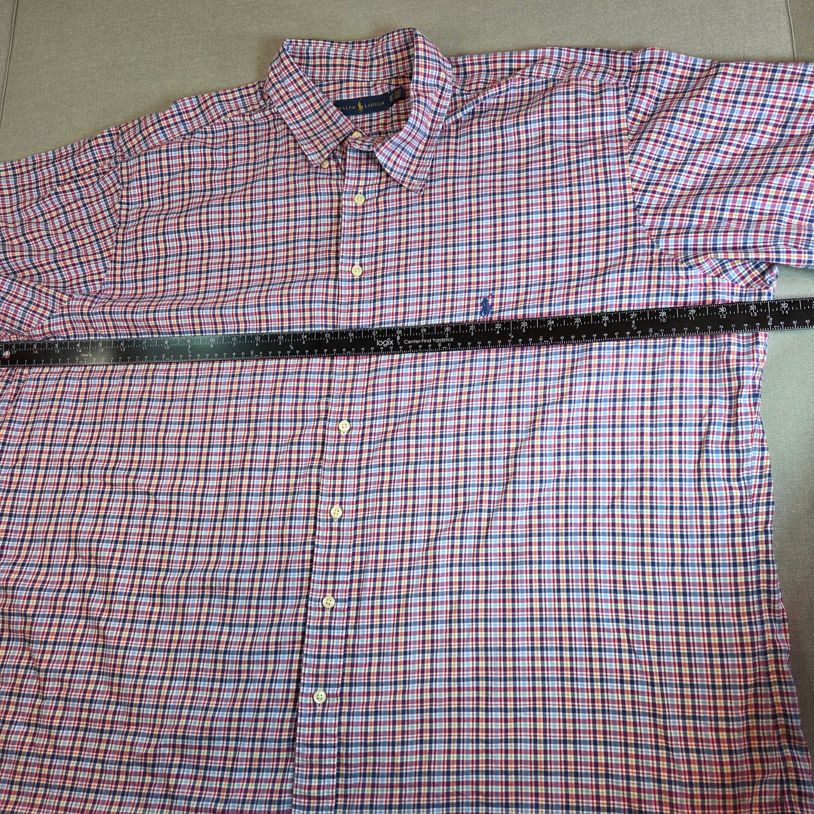 Polo Ralph Lauren 3XLT Plaid Cotton Button Down Shirt Long Sleeve Tall