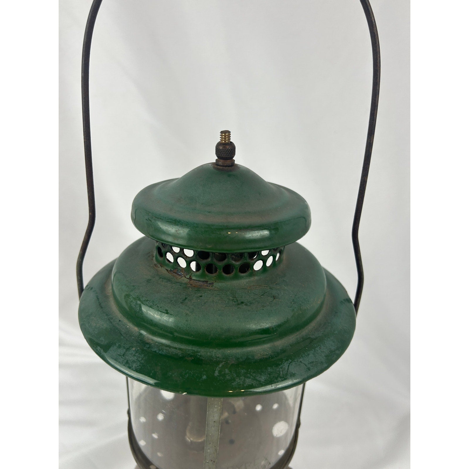Coleman Double Mantle Lantern Green Top Pyrex Globe Made in USA Vintage