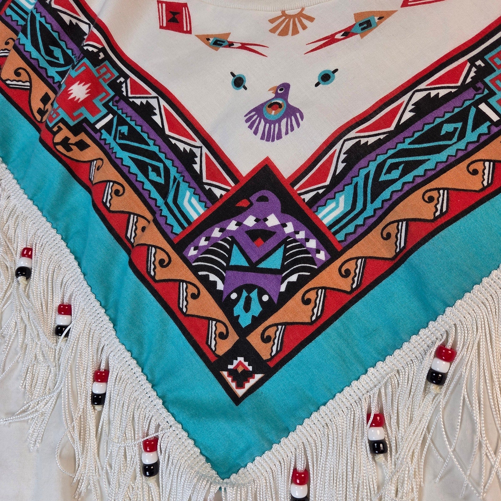 Wamcraft Hazelwood Club Phoenix Southwestern Fringe Beaded Top USA M VTG