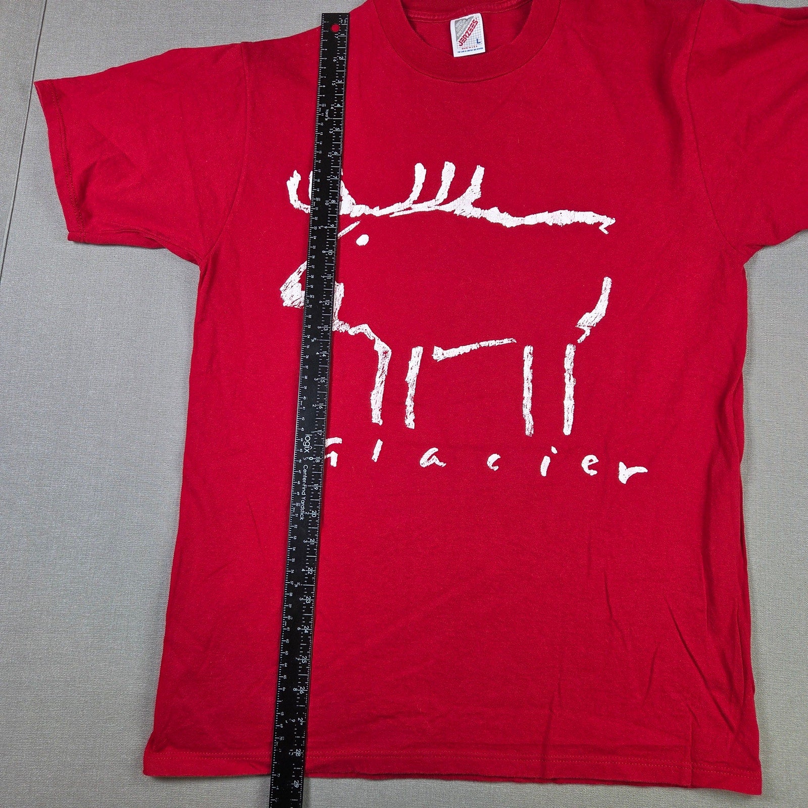 Vintage Jerzees Glacier Moose Graphic T Shirt USA Made Red Mens L 90s