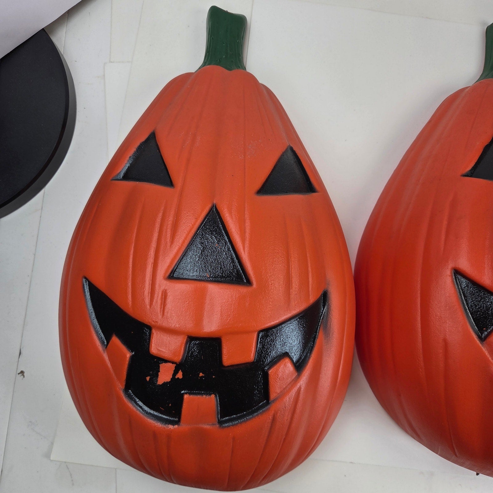 Vintage 22" Blow Mold Jack O Lantern Pumpkin 2 Piece Halloween Unmarked