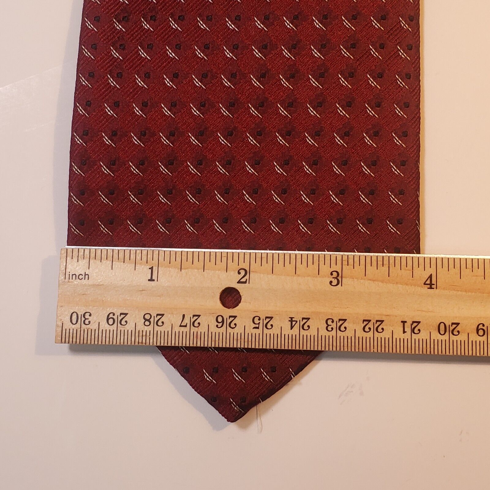 Donna Karan New York Dark Red Geometric Silk Tie