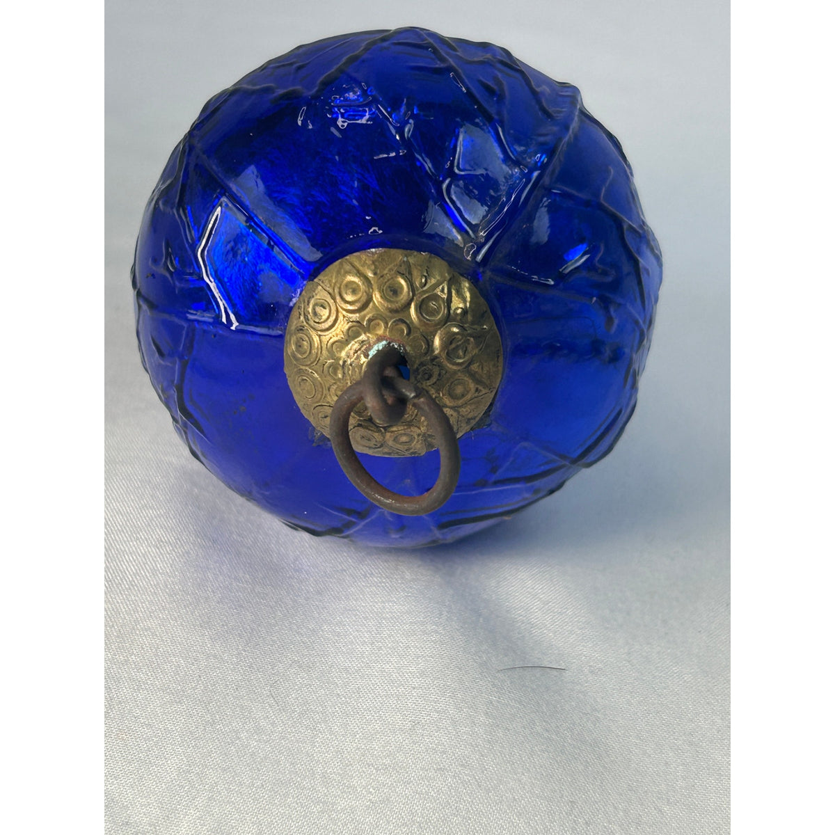Antique 1800s German Kugel Cobalt Blue Grape Cluster Glass Christmas Ornament 4"