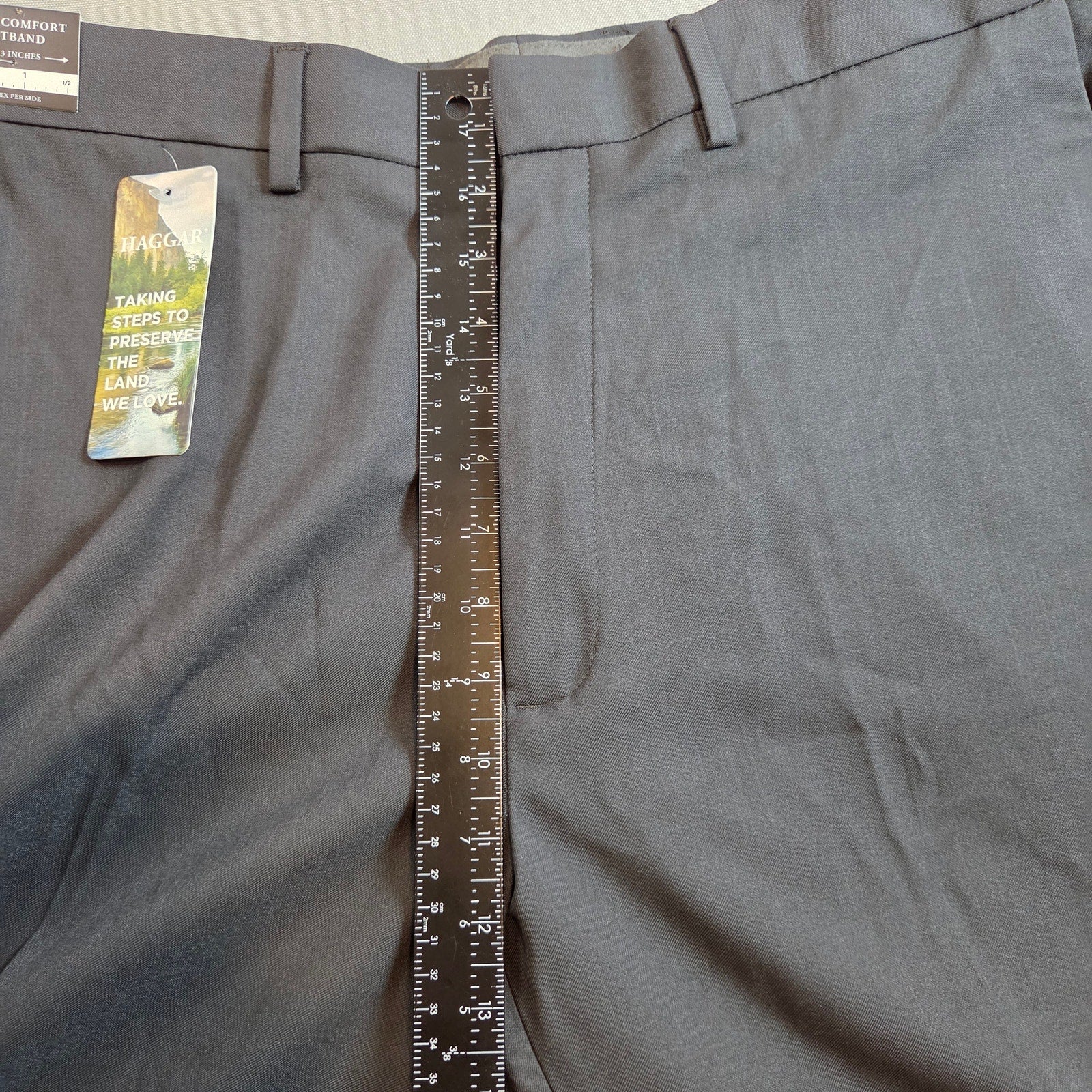 Haggar Premium Comfort Dress Pants 36x32 Gray NWT Hidden Stretch Waist