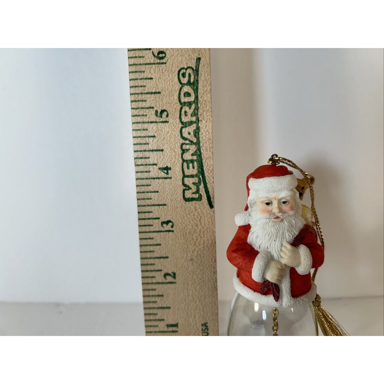 Vintage Santa Claus Bell Ornament Glass Base Holiday Christmas Decor