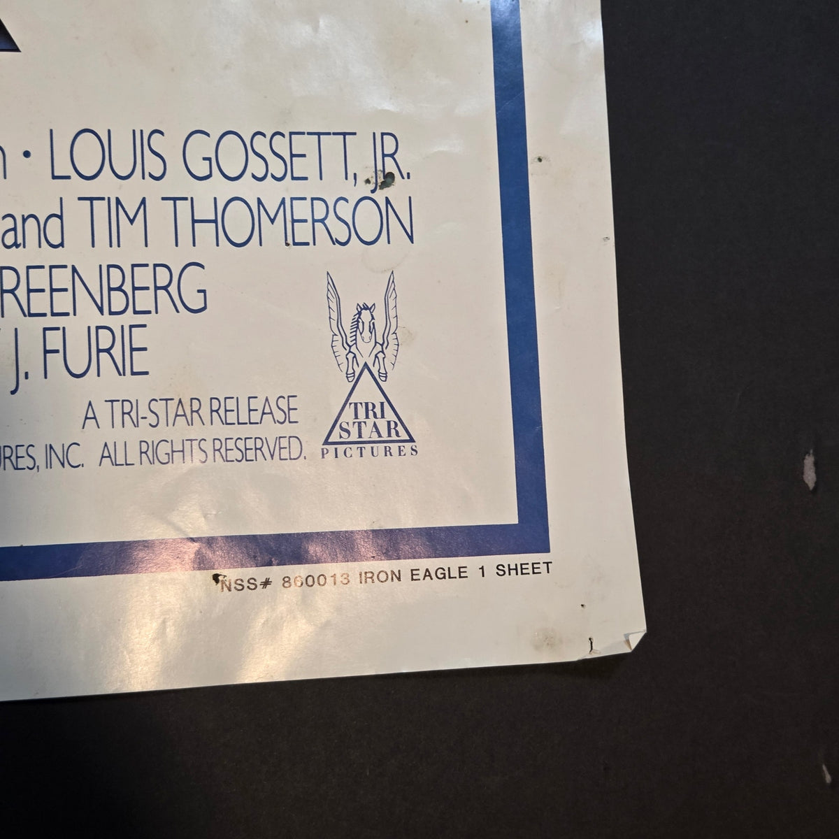 Original 1986 Iron Eagle Movie Poster 27x41 Folded NSS 860013 Tri-Star USA