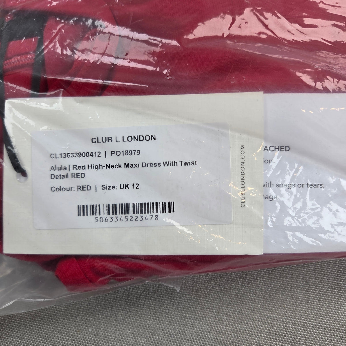 Club L London Alula Red High Neck Twist Maxi Dress UK 12 US 8 Formal NWT