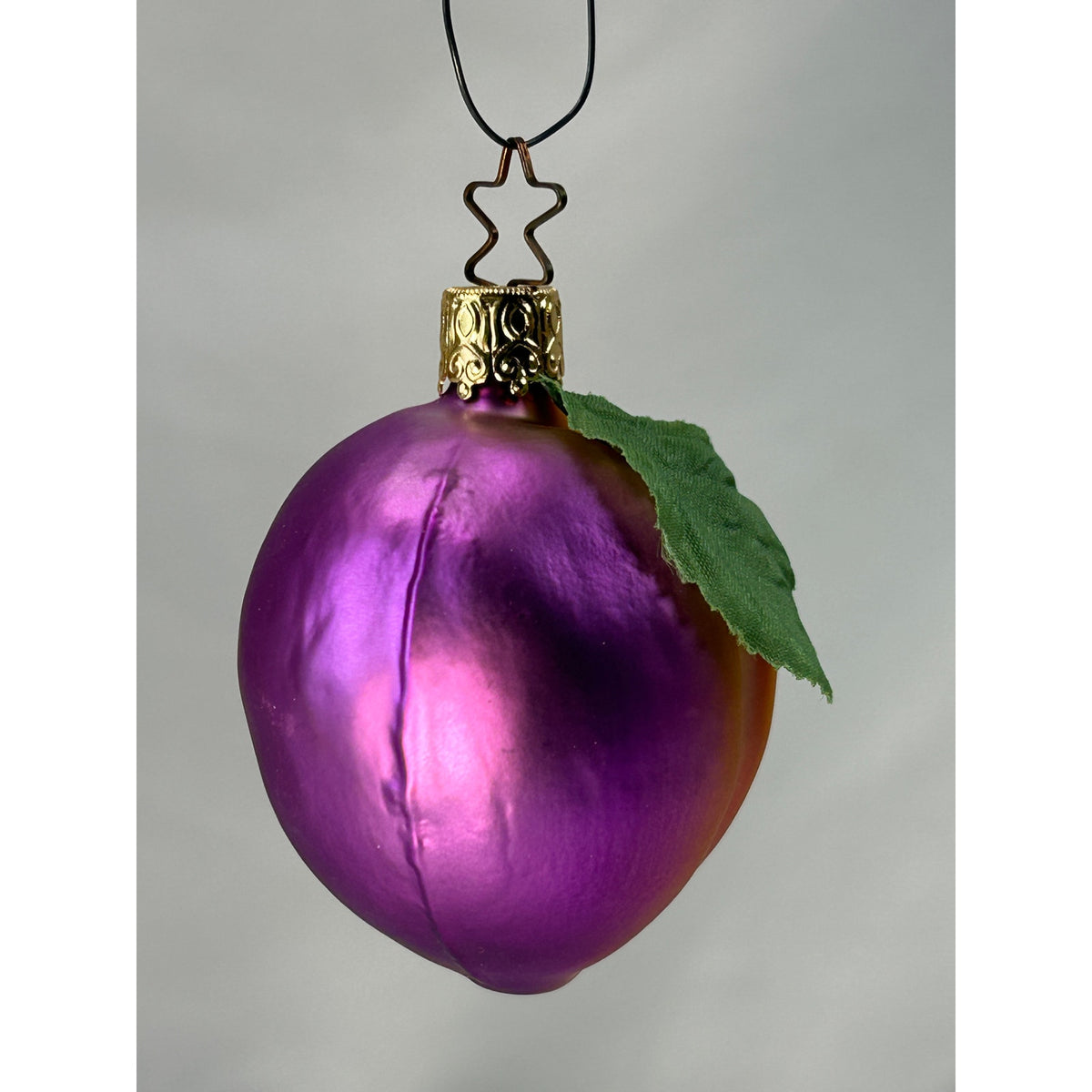 Vintage Inge-Glas Purple Plum Fruit Glass Christmas Ornament West Germany