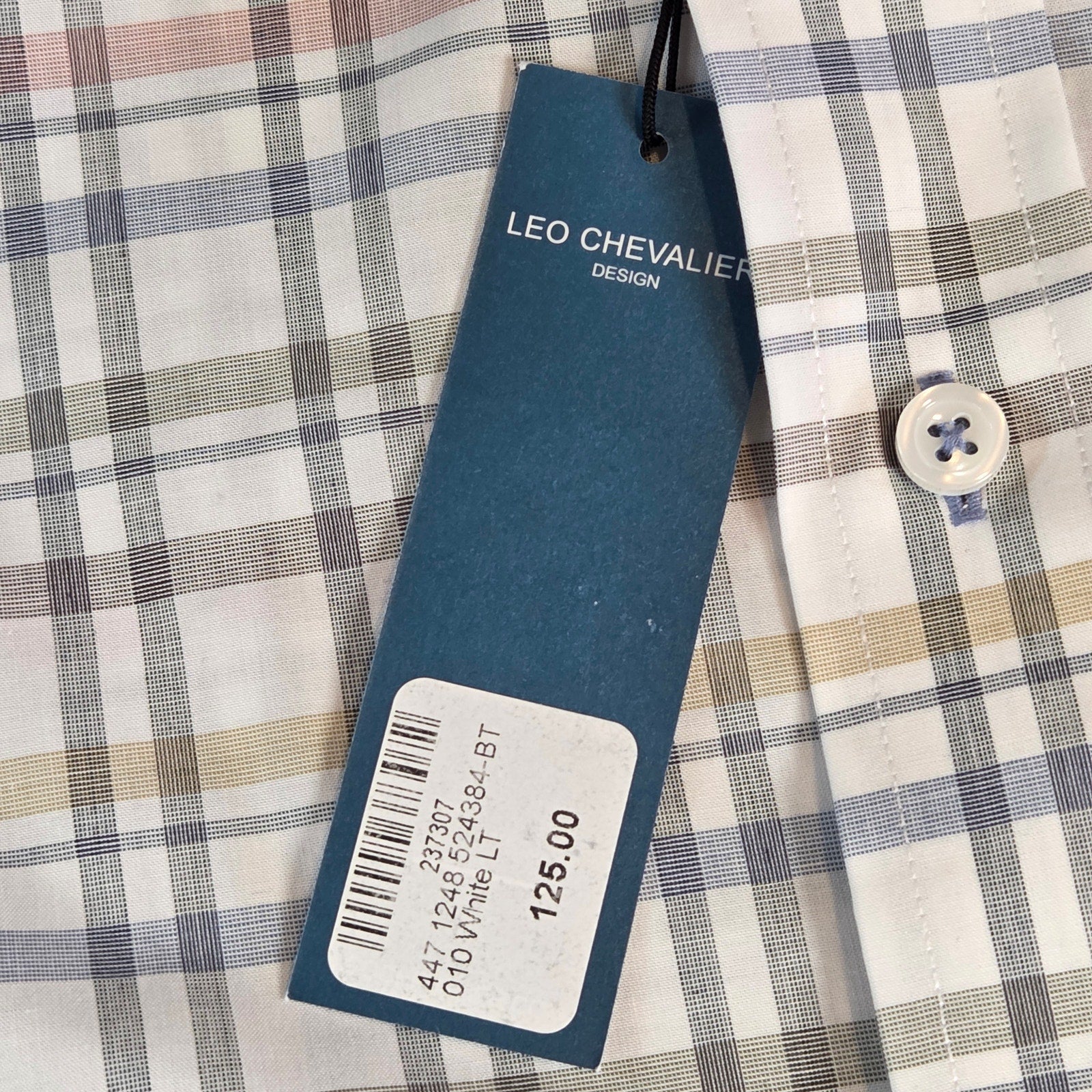Leo Chevalier Men’s Short Sleeve Shirt LT Large Tall Plaid NWT Cotton Laos